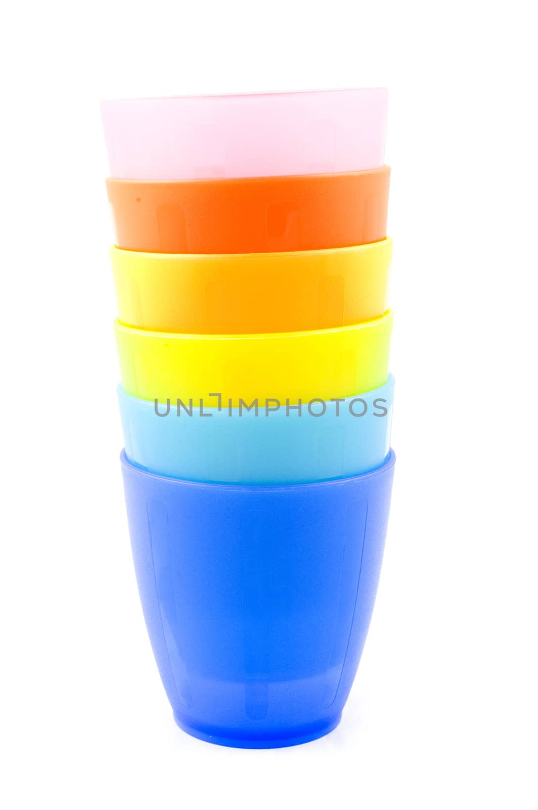 stack of children cups isolated on white