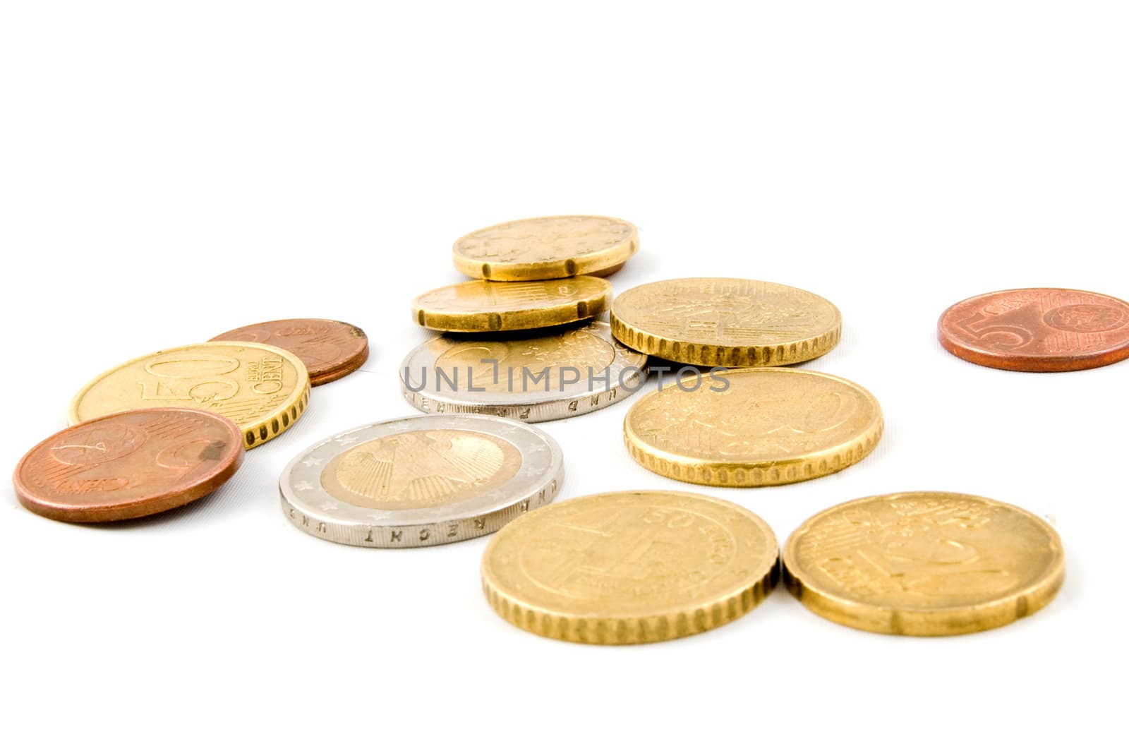 small eurocoins on white background by ladyminnie