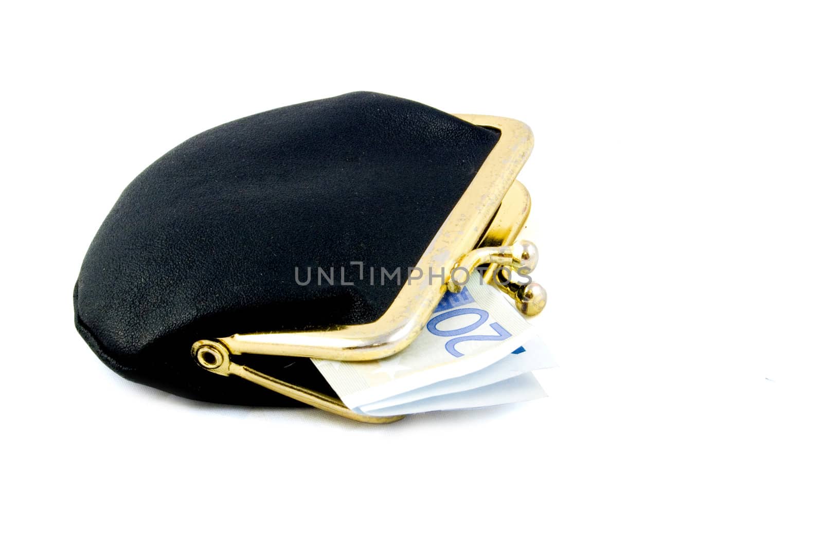 small black wallet with a twenty euro bill by ladyminnie