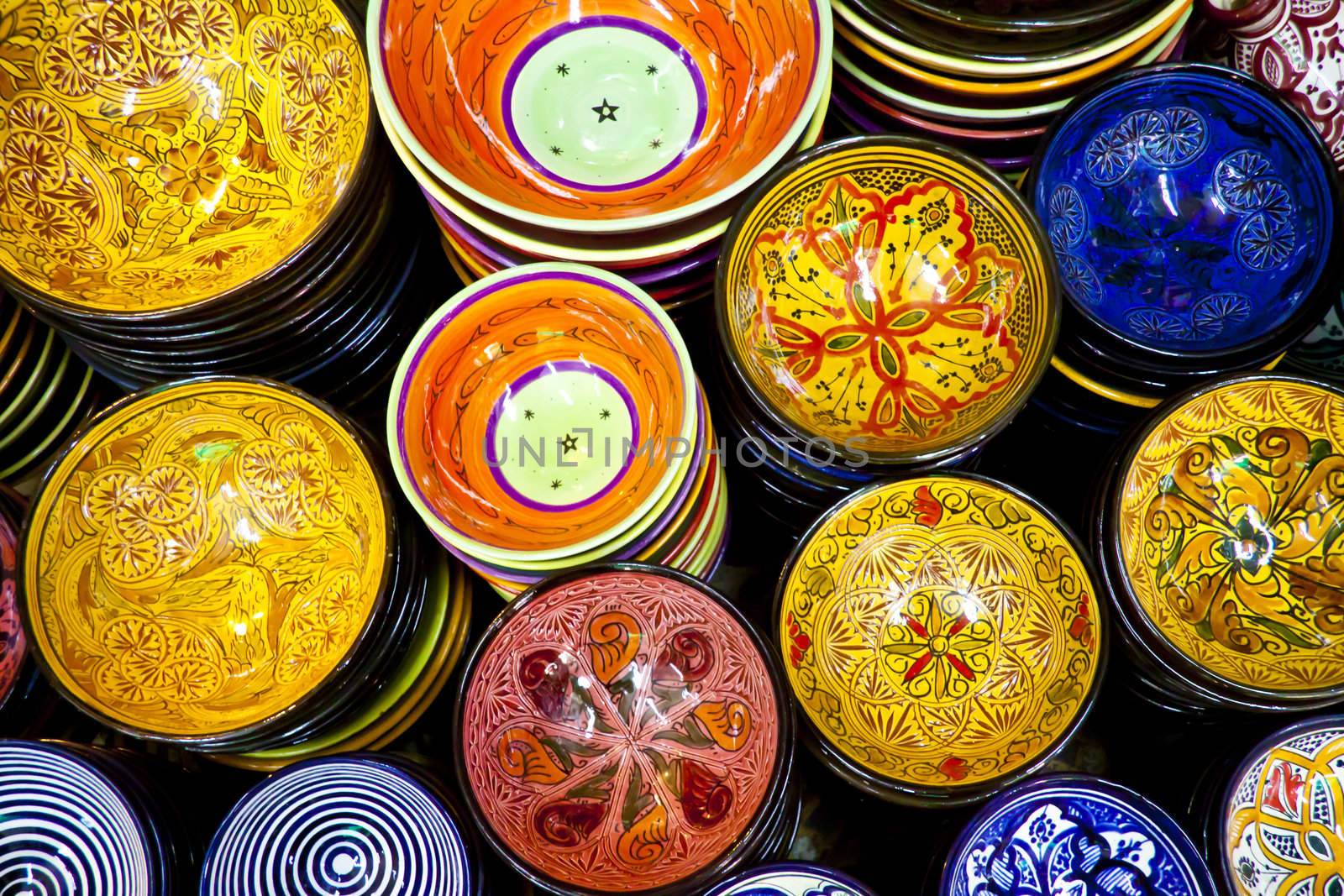 Handcrafts shot at the market in Marocco