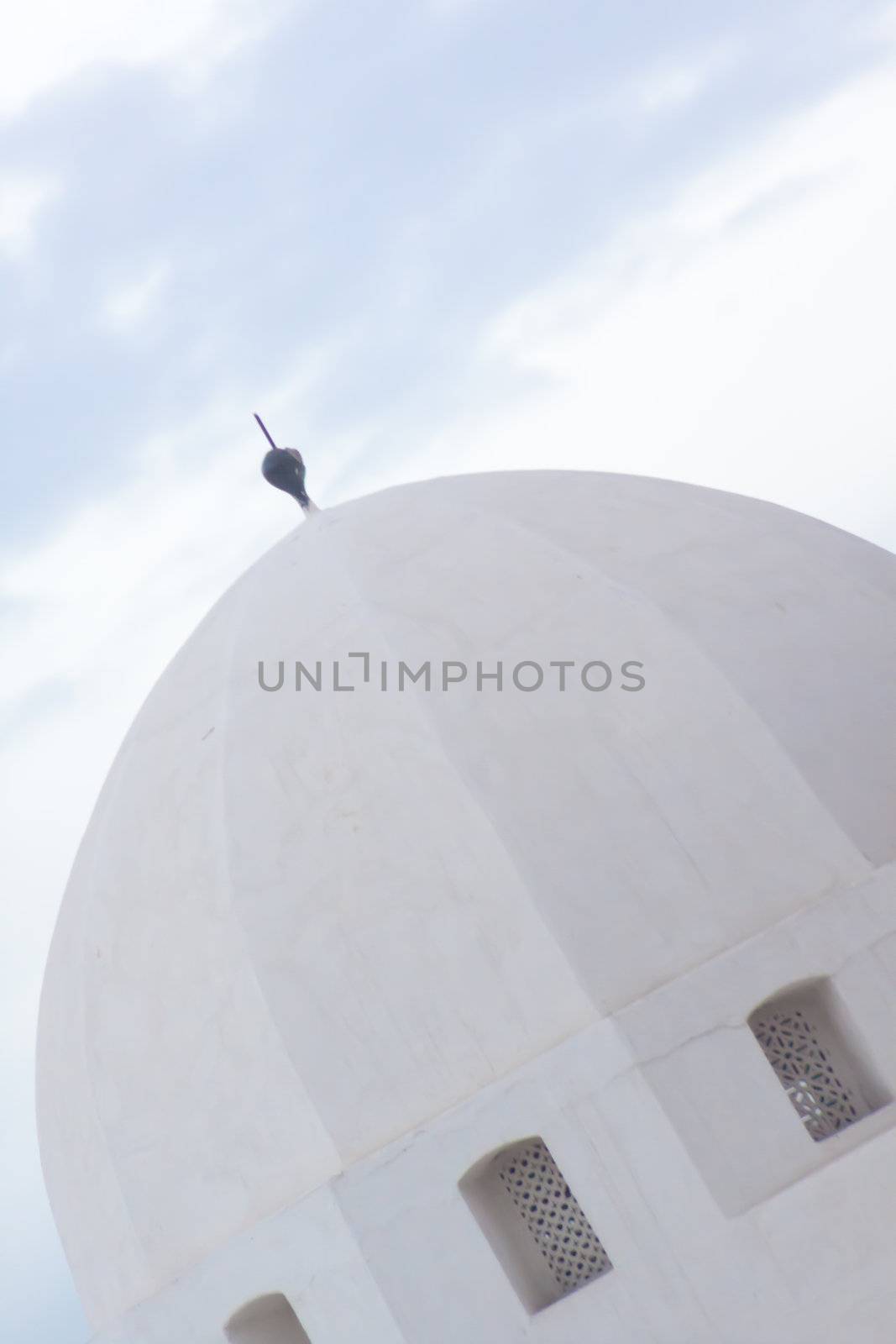 Detail of the white mosque in Marrakesh, Morocco