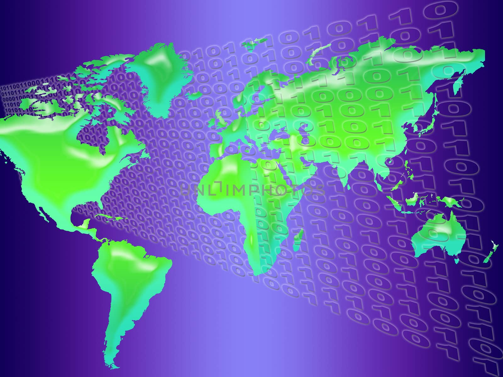 technology background with world map and binary code
