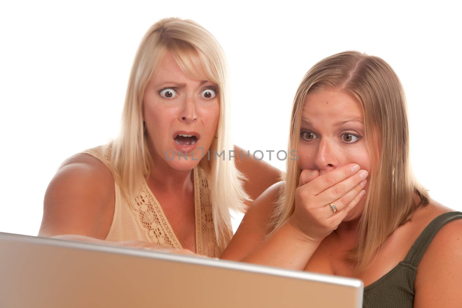 Two Shocked Women Using Laptop by Feverpitched