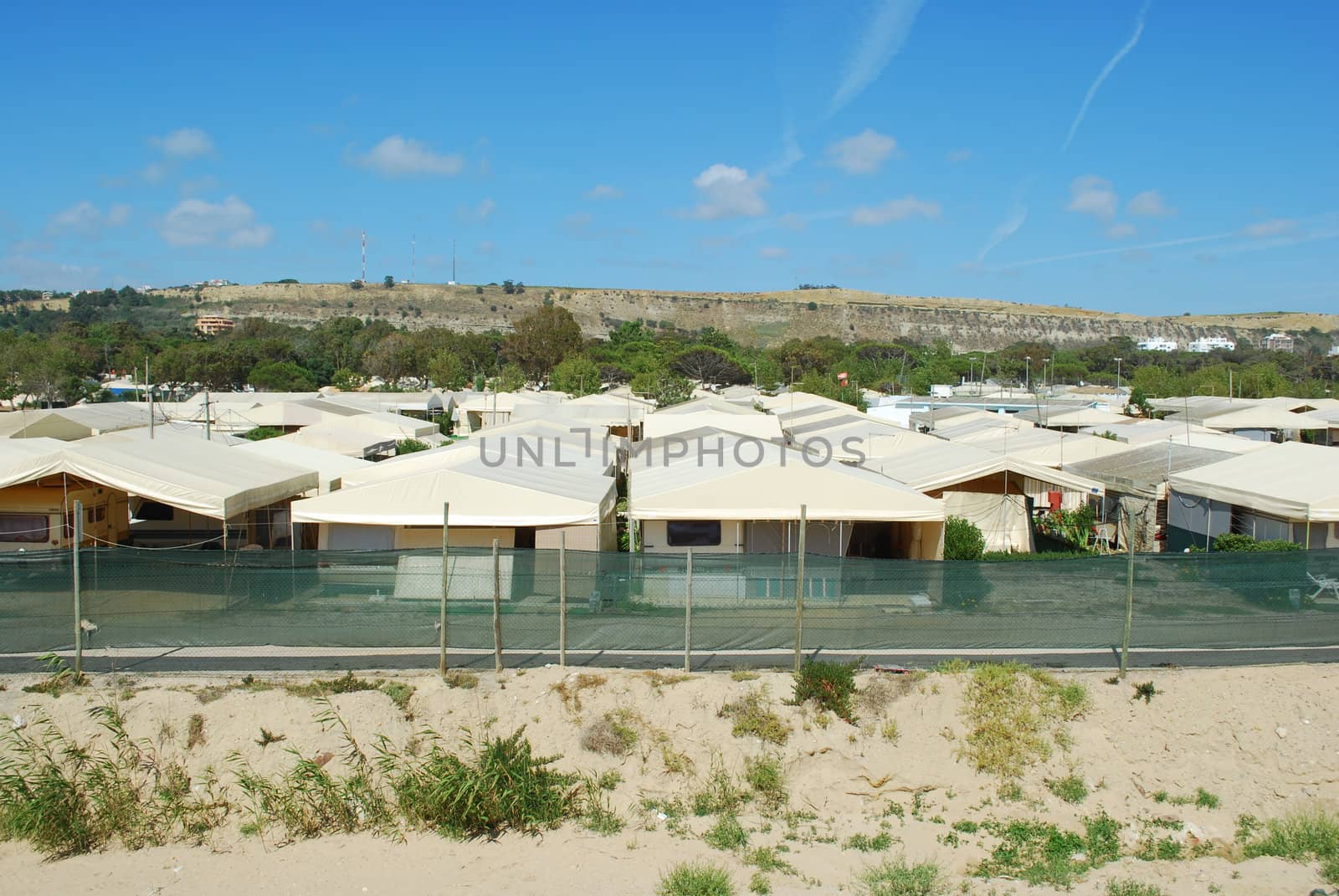 camping park landscape on a beach area