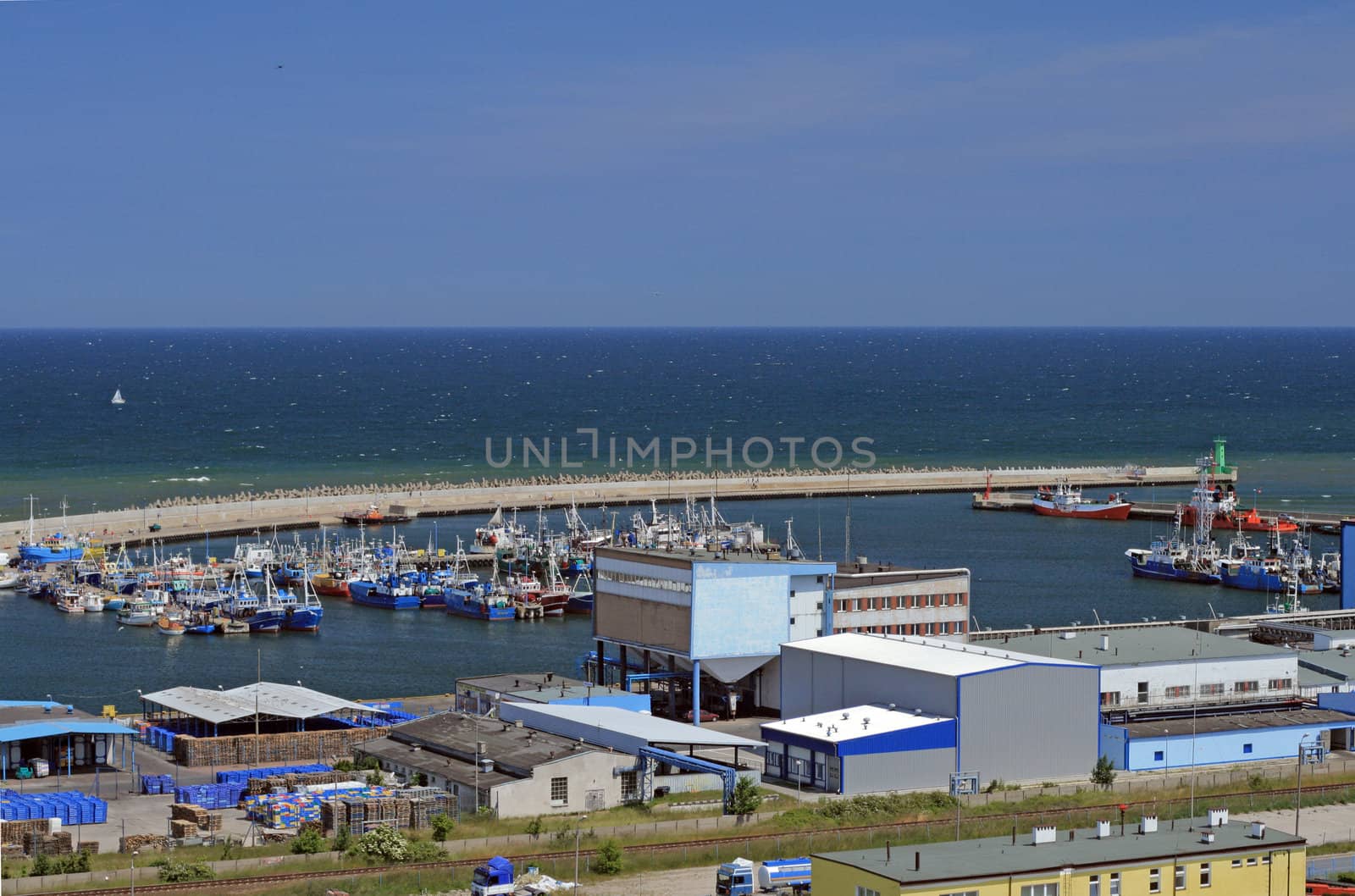 Aerial view at the beach and baltic sea in Wladyslawowo, Poland
