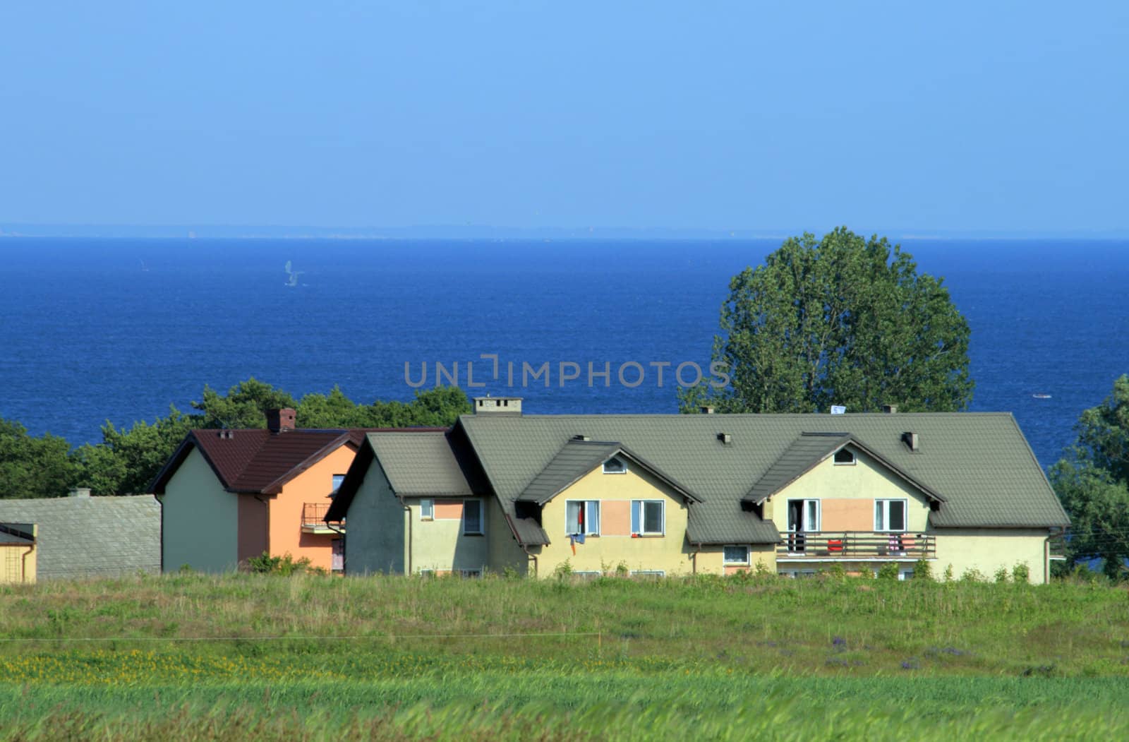 Houses on the shore of the baltic sea, Poland
