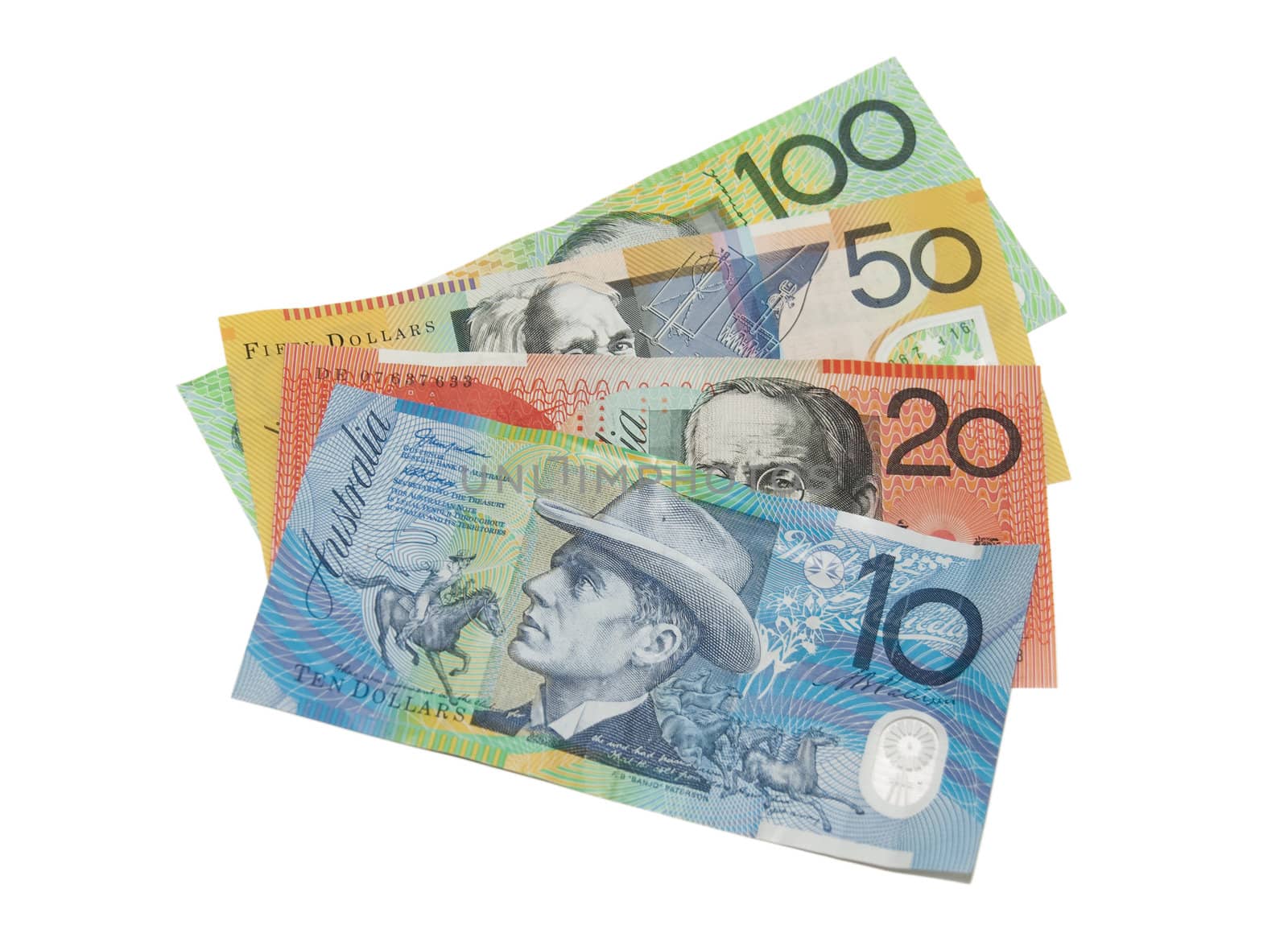 Australian Bank notes isolated on white background by wojciechkozlowski