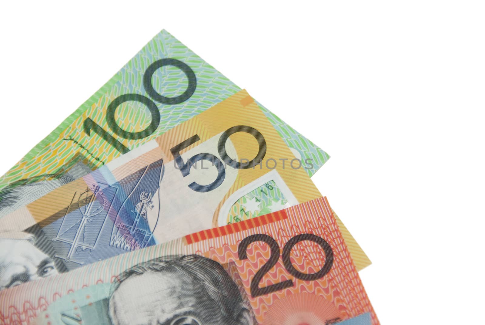 Australian Bank notes isolated on white background by wojciechkozlowski