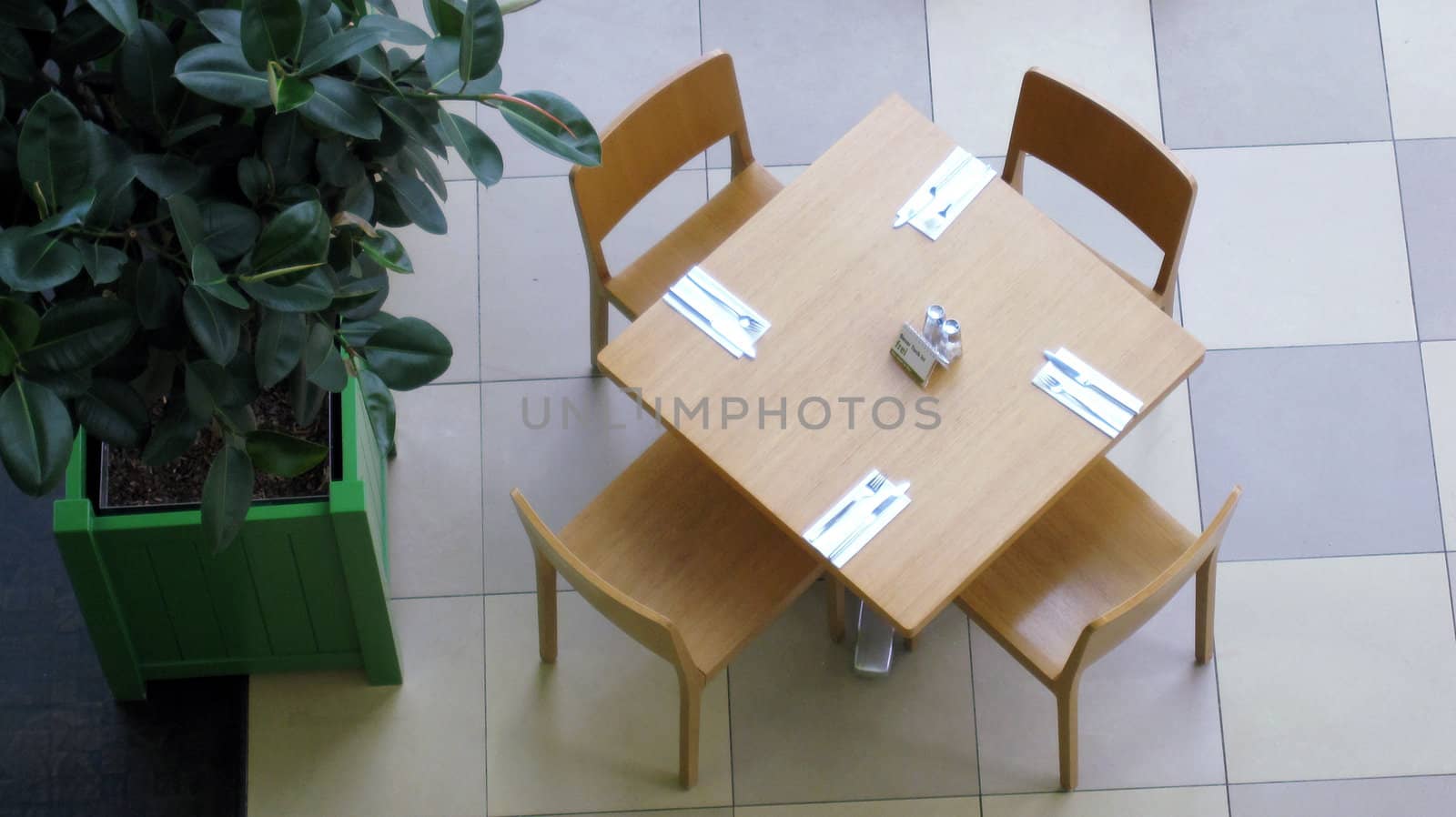 table in a modern fast food restaurant
