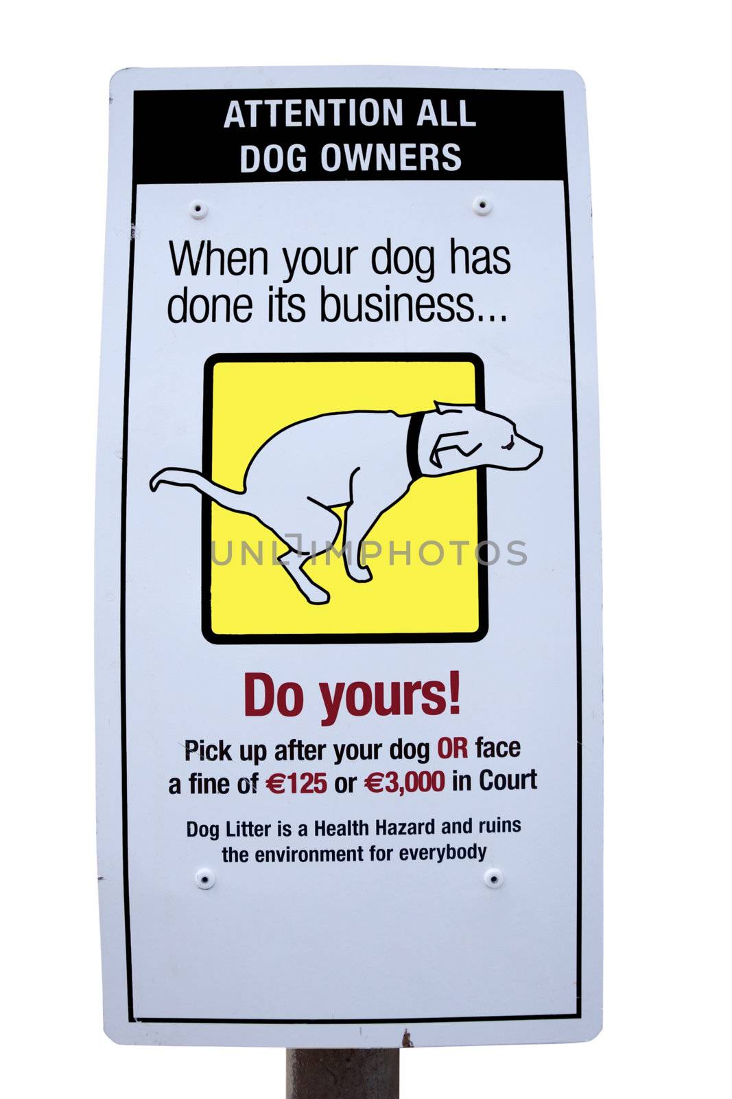 sign warning about fines for dogs fouling