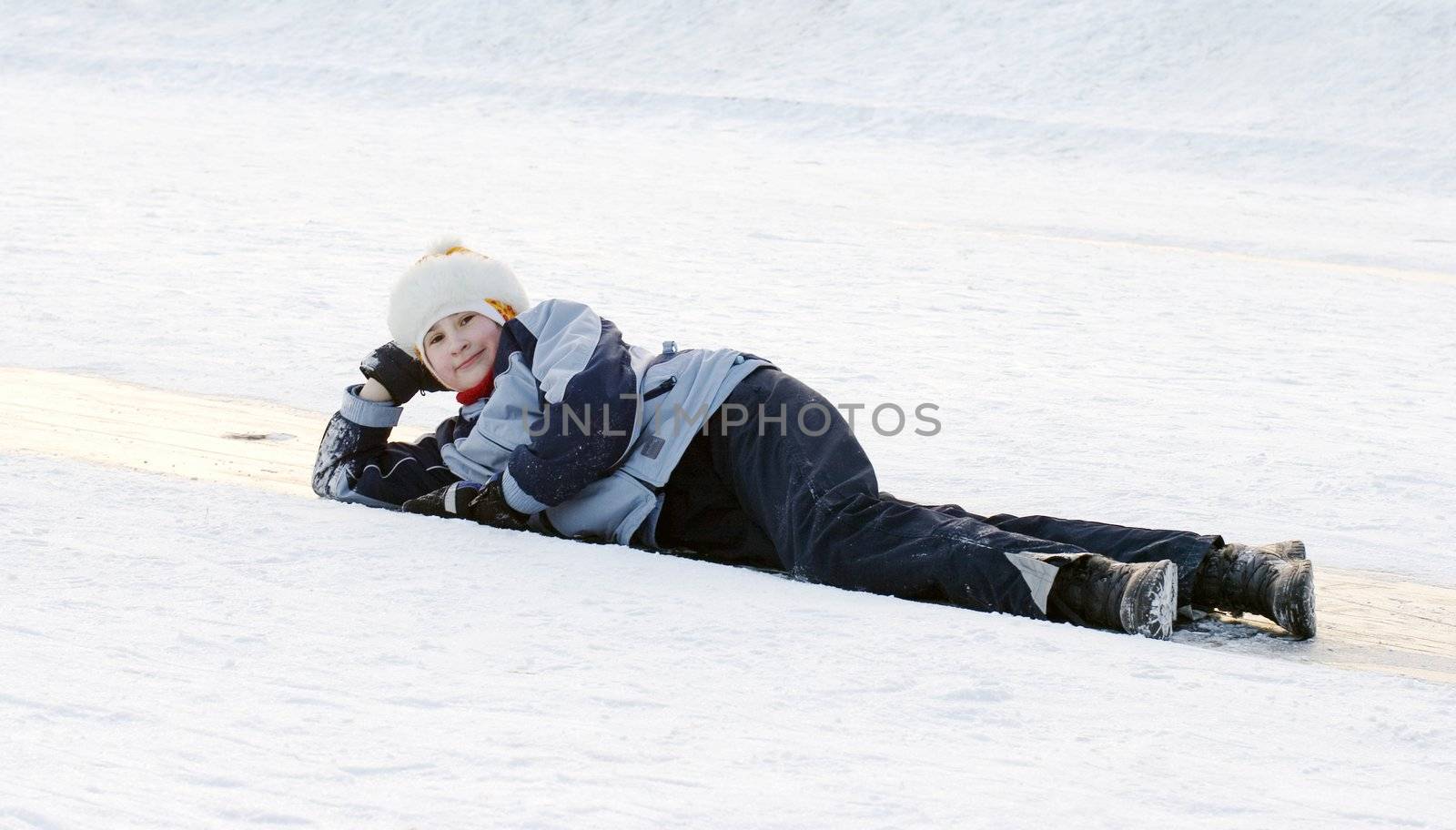 Girl on ice. Cold winter time, january 2009.