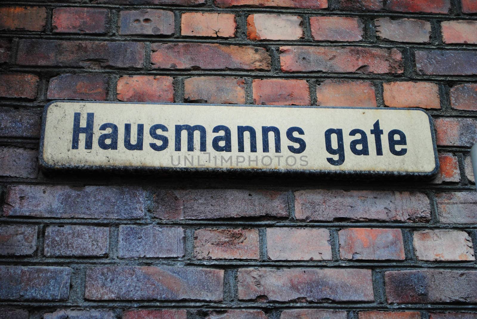 Street sign of Hausmanns street in Oslo, Norway.