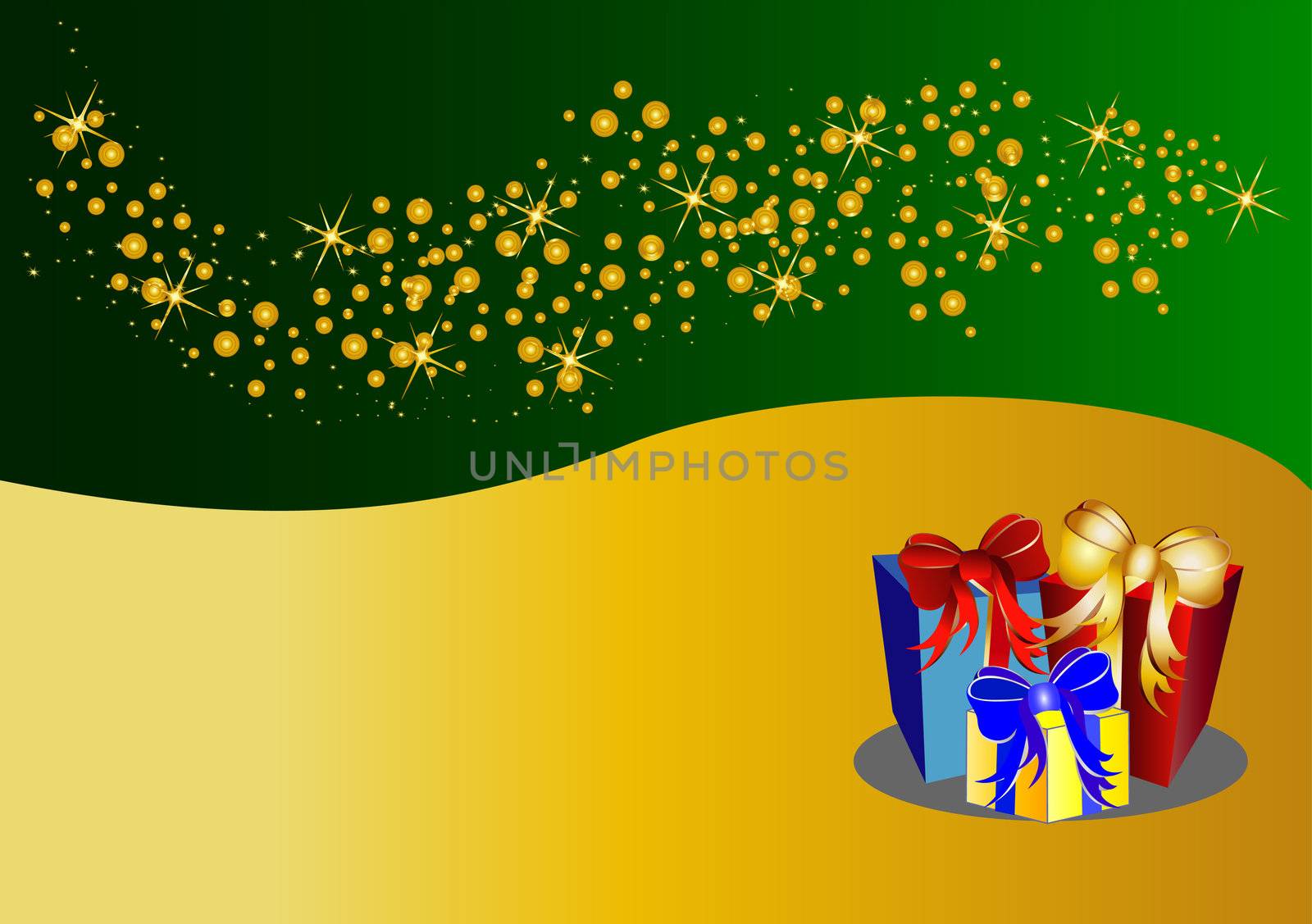  bicolor christmas background with stars and present by peromarketing