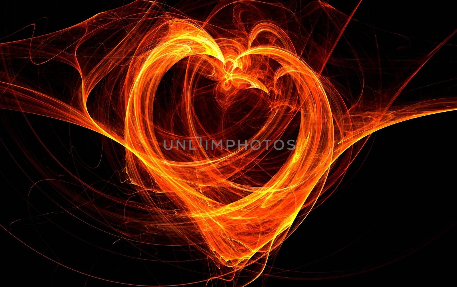 illustration of a abstract heart fire background