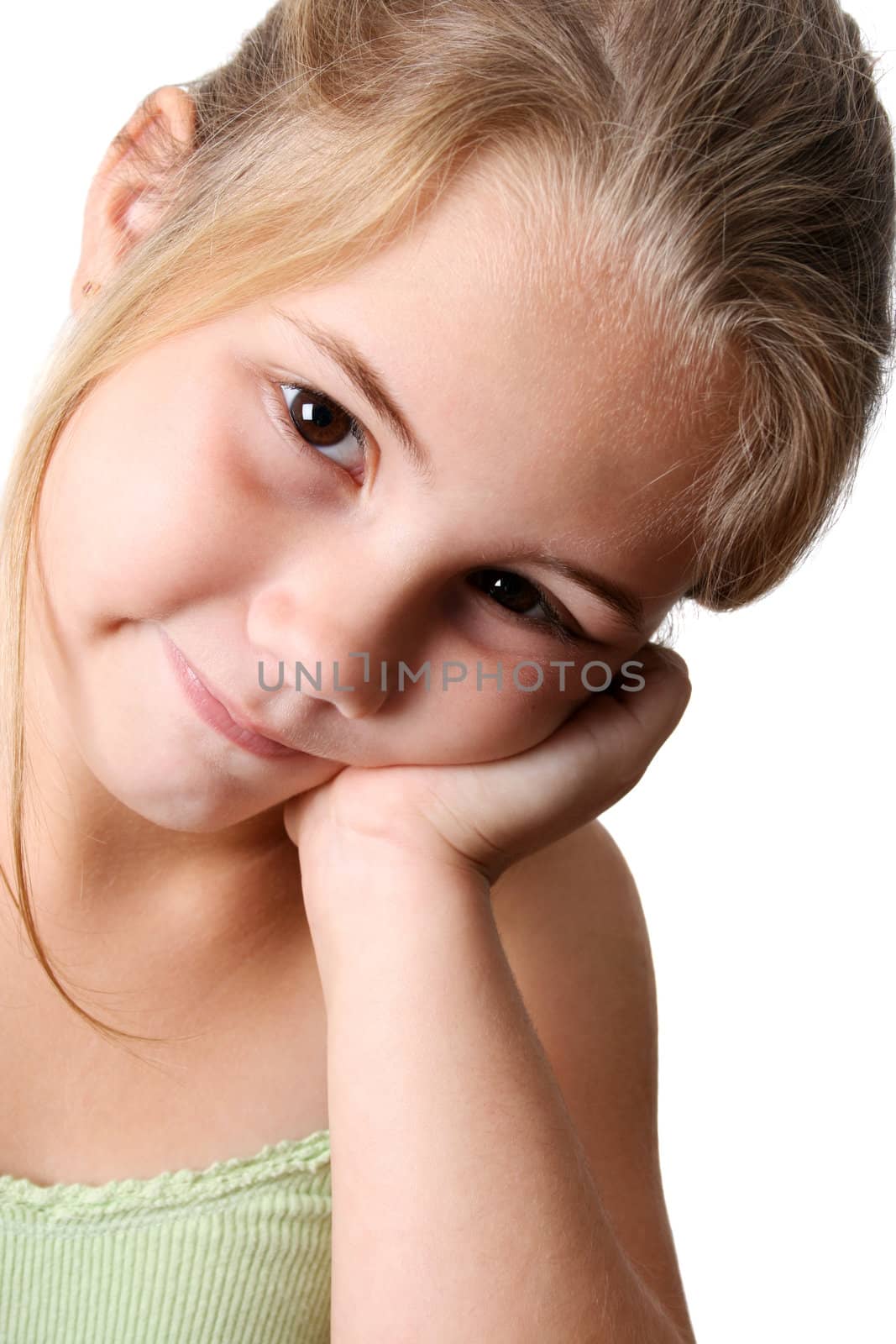 Beautiful young girl with deep brown eyes

