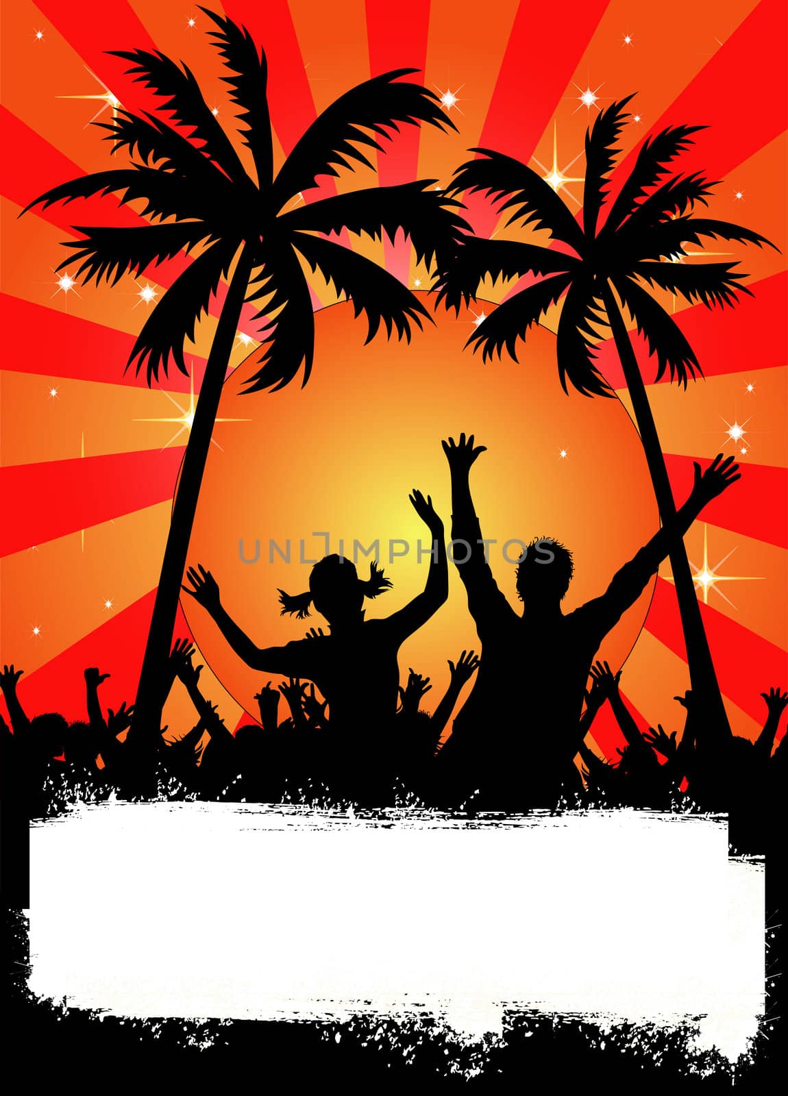  red party placard with palms by peromarketing