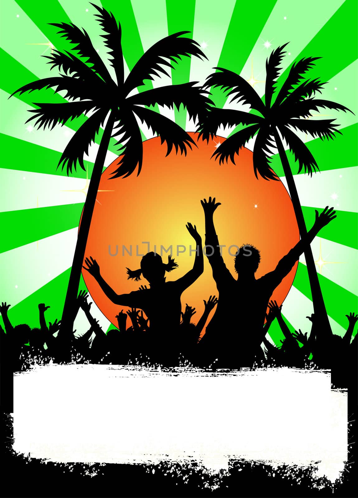 illustration of a green party placard with palms