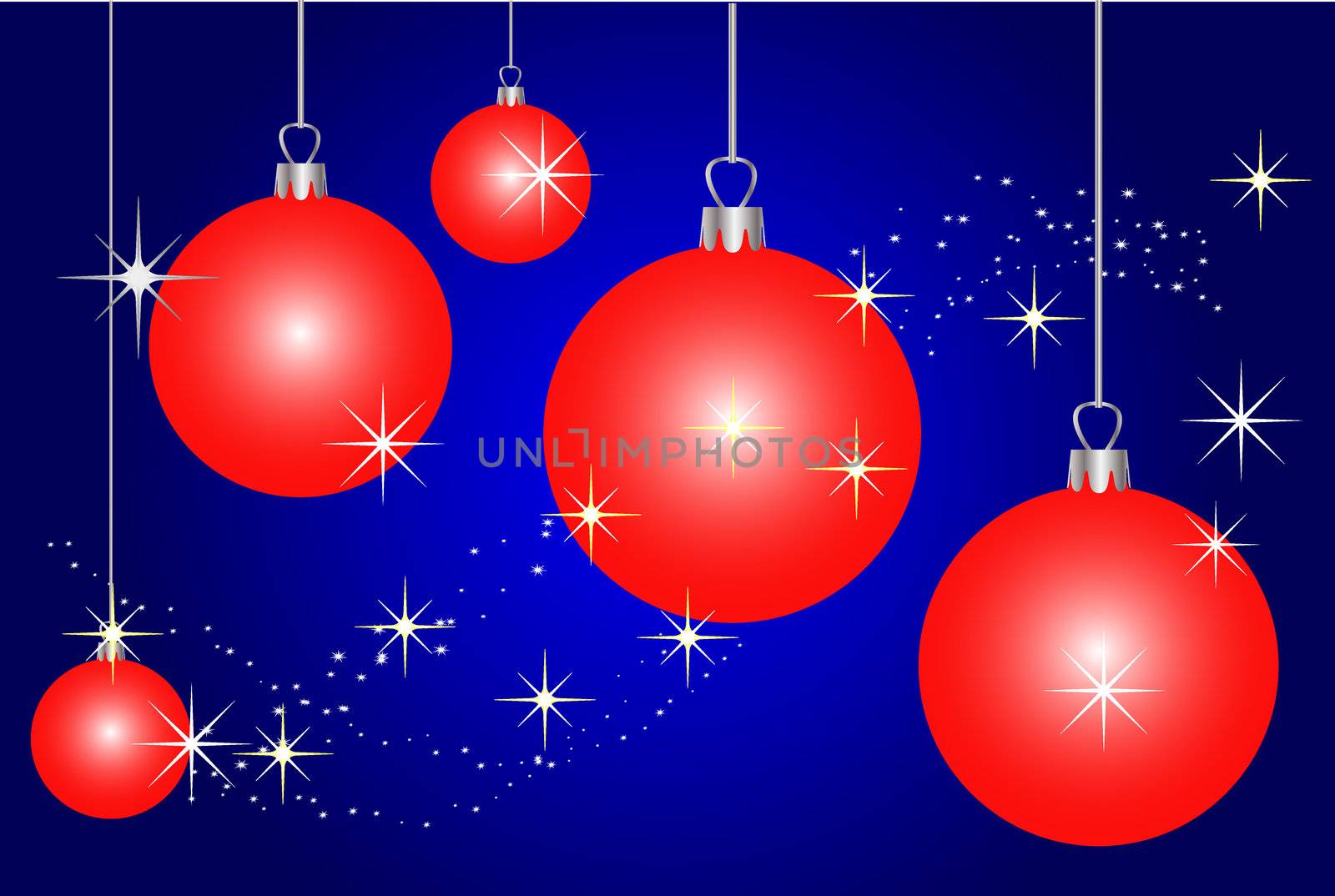 red christmas balls on blue by peromarketing