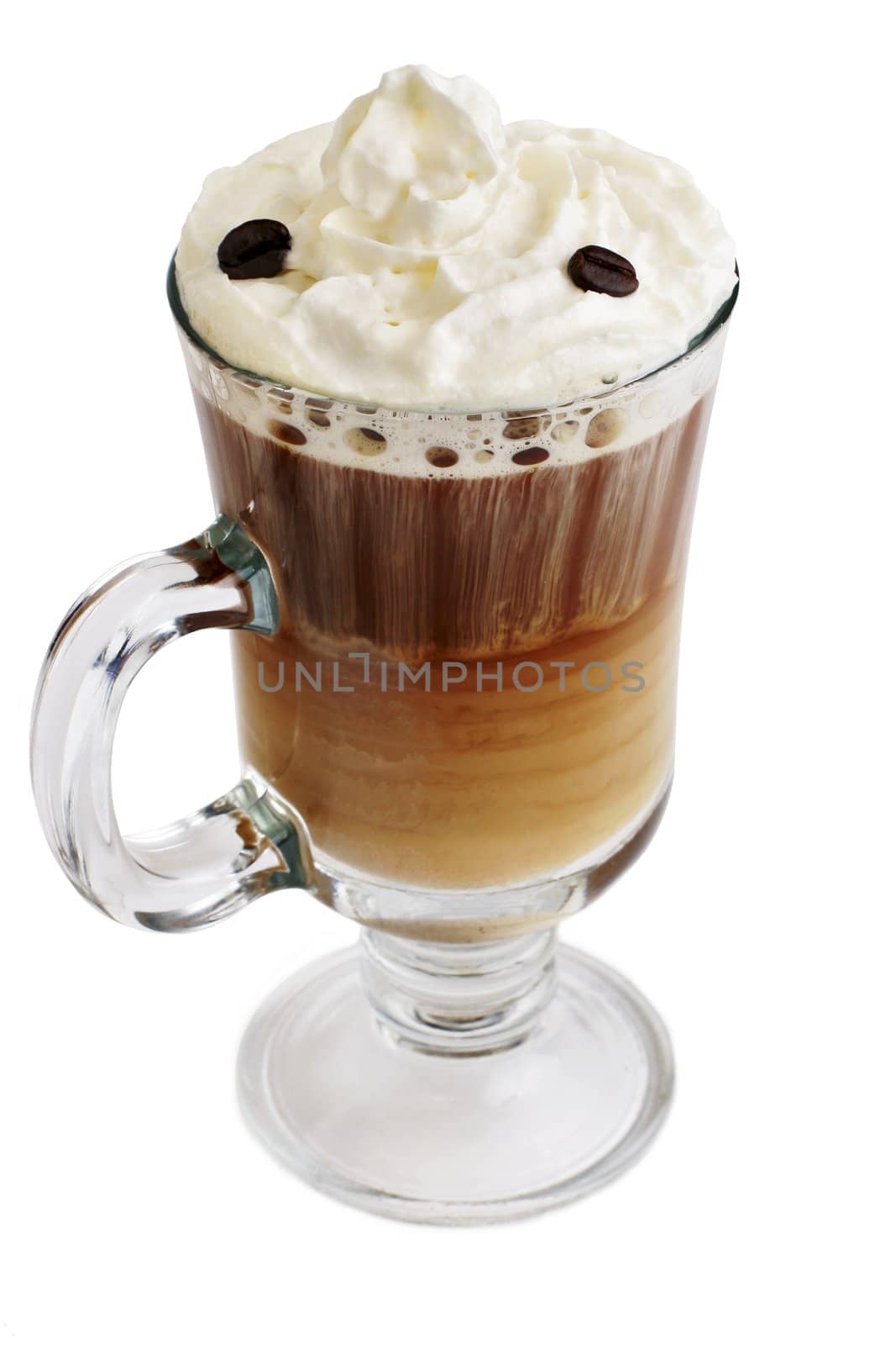 coffe with ice cream on white background