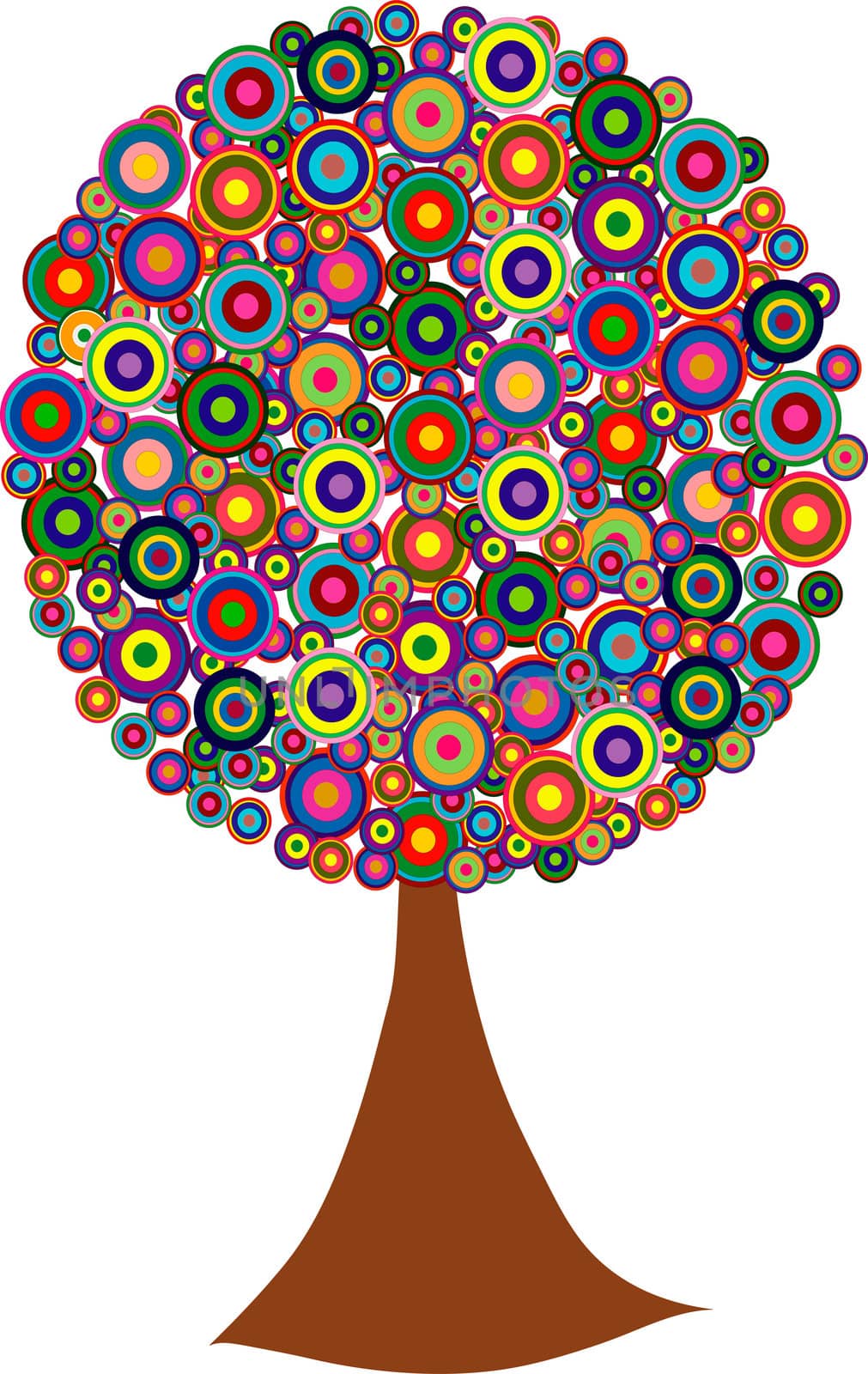 illustration of a colorful art tree