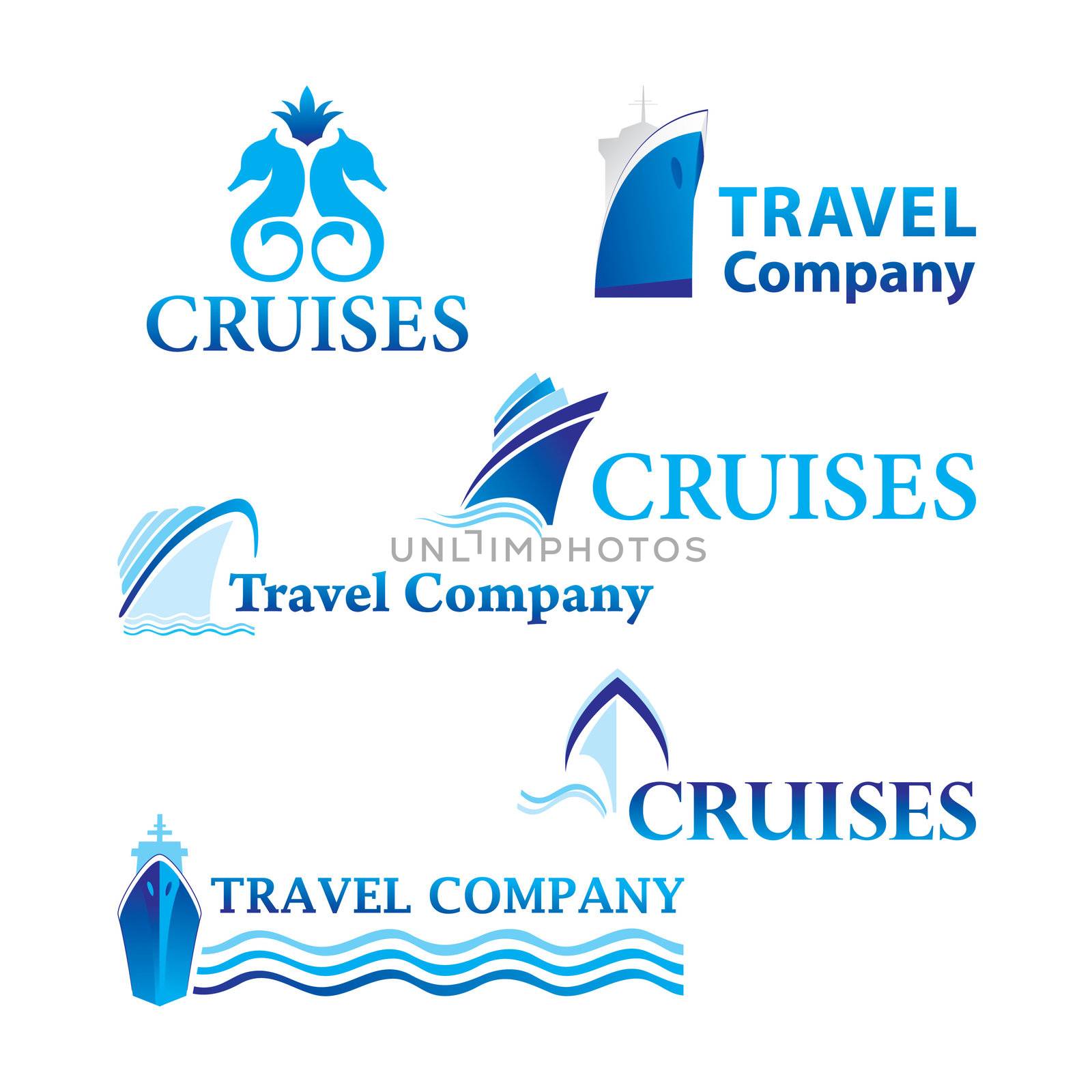 Travel and Cruises. Set of corporate vector logo templates. Just place your own brand name.