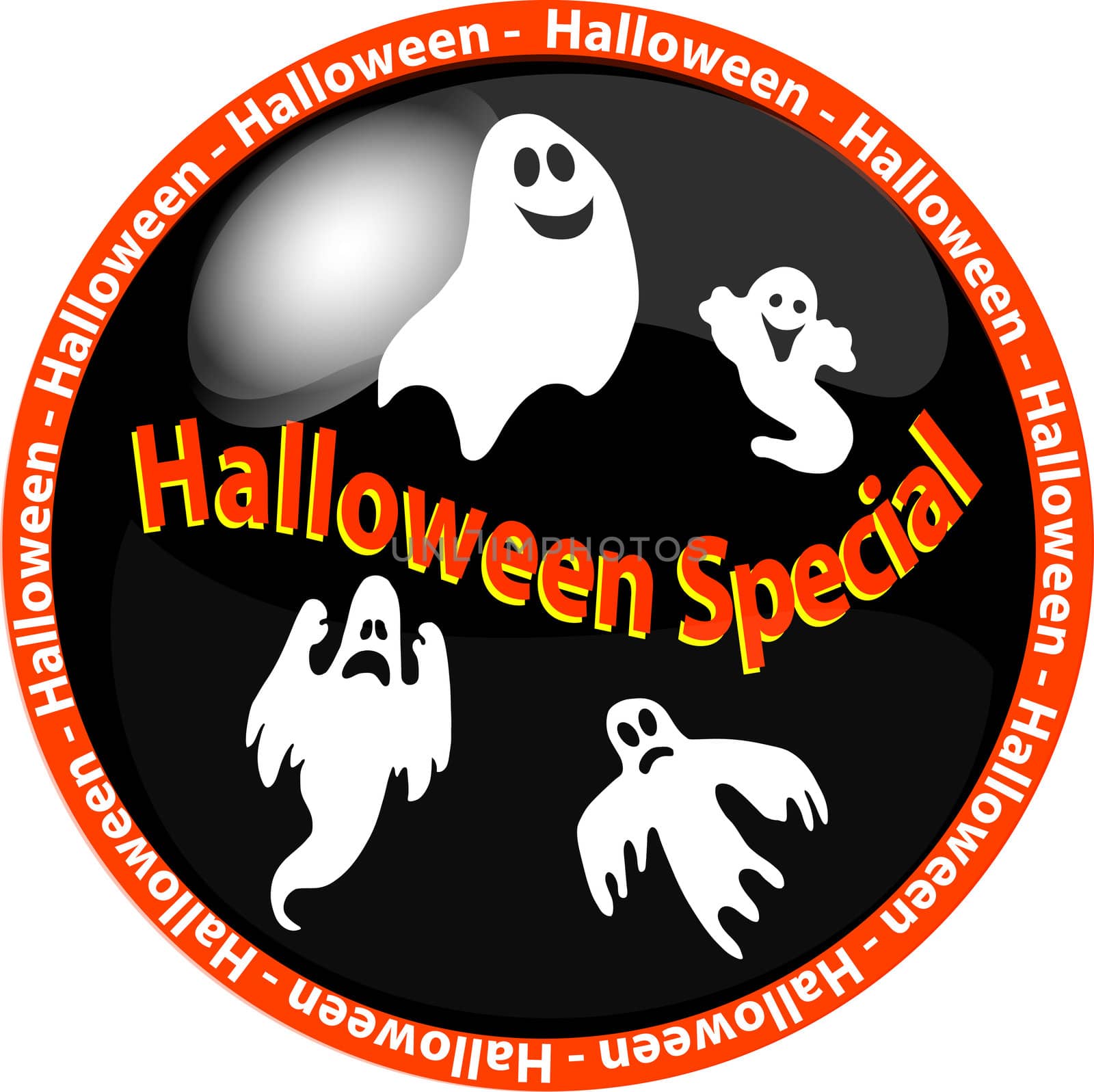 illustration of a halloween special button 