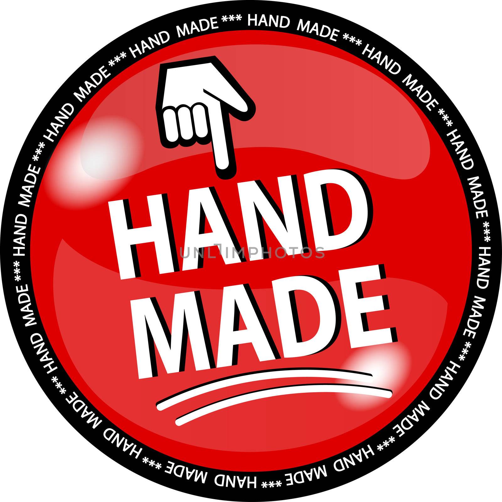 red hande made button by peromarketing