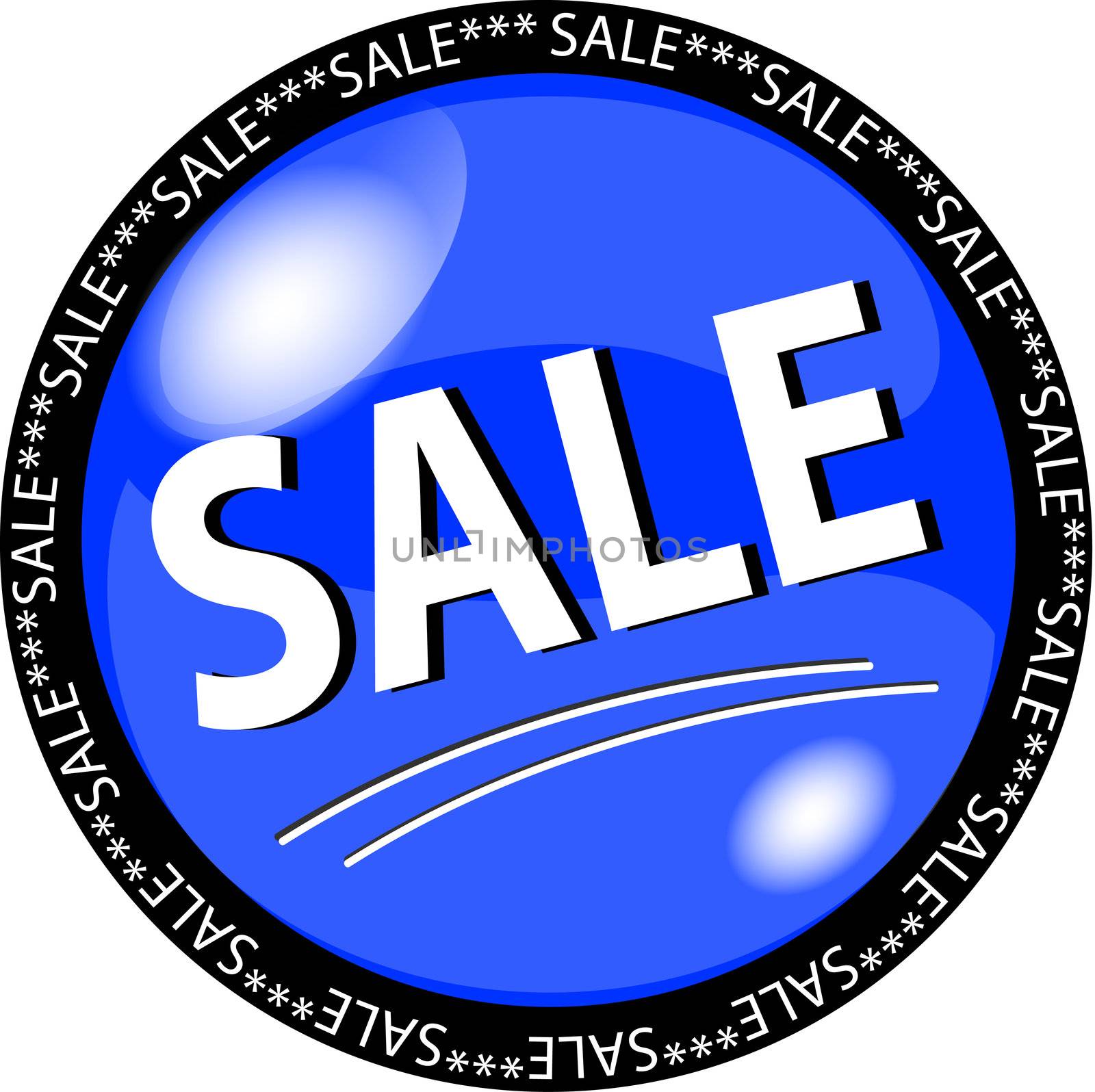 illustration of a blue sale button