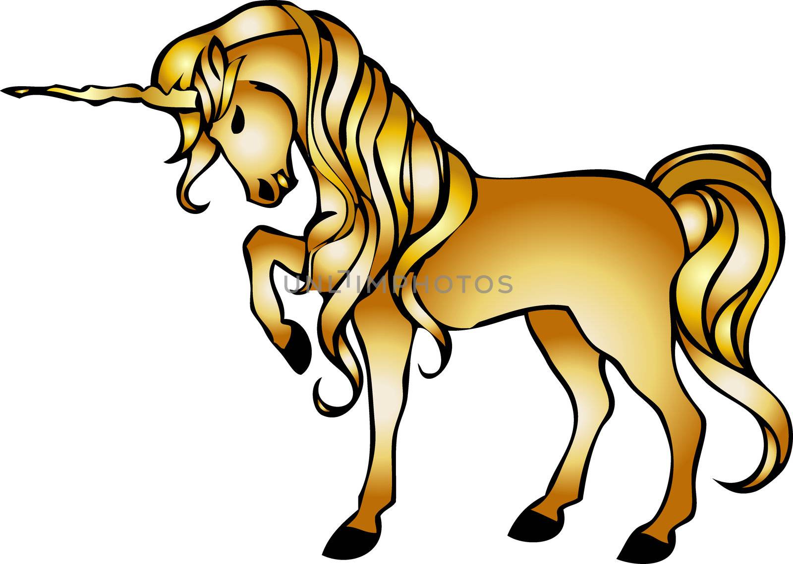 golden unicorn by peromarketing
