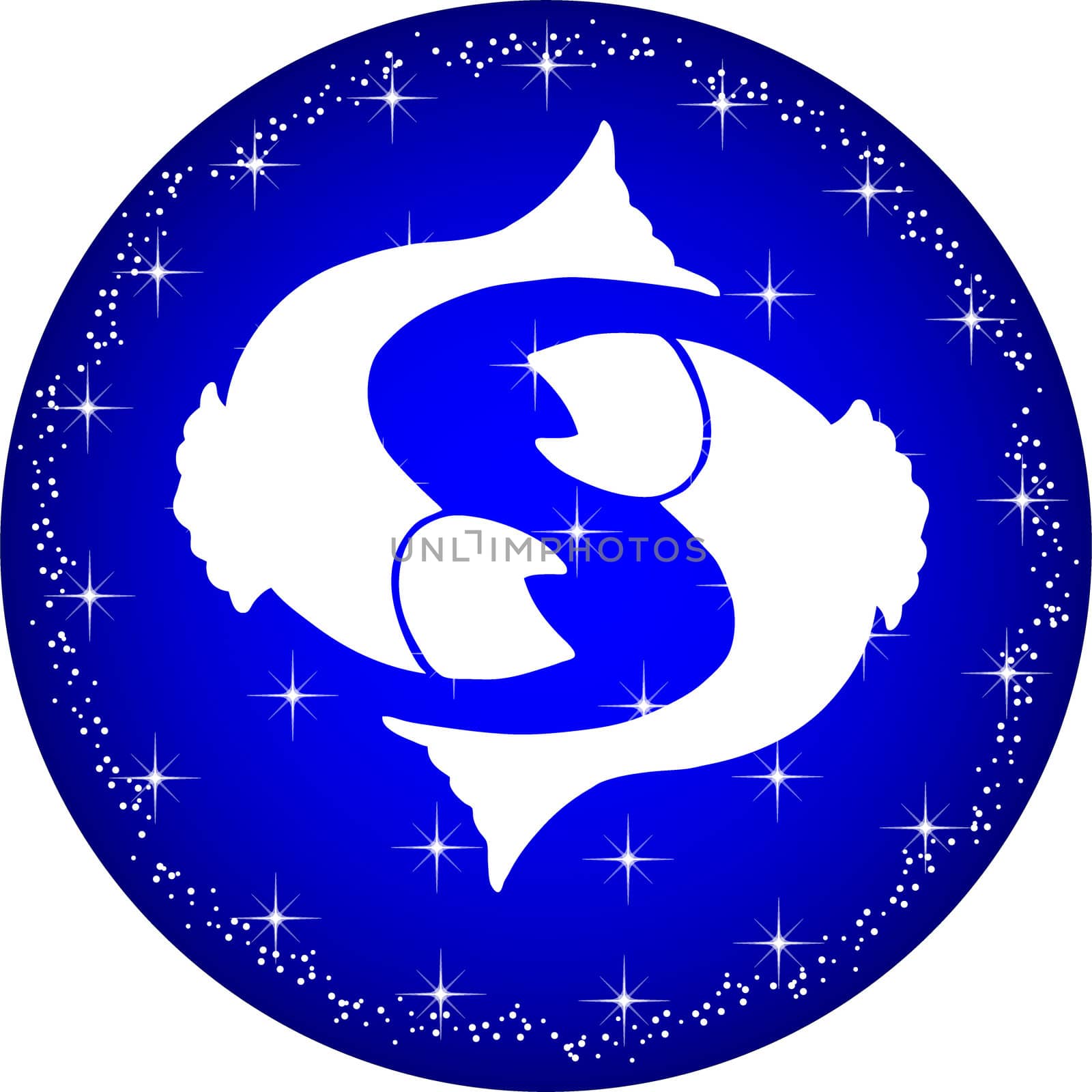 a illustration of a zodiac button pisces