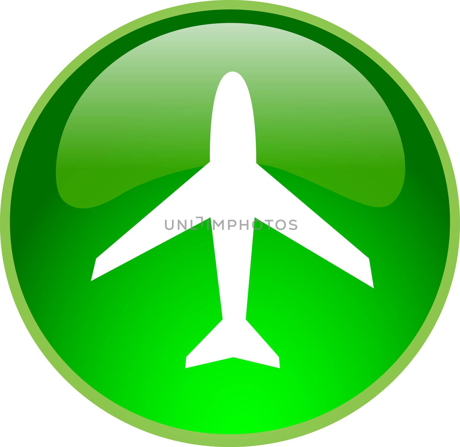 illustration of a green airplane button