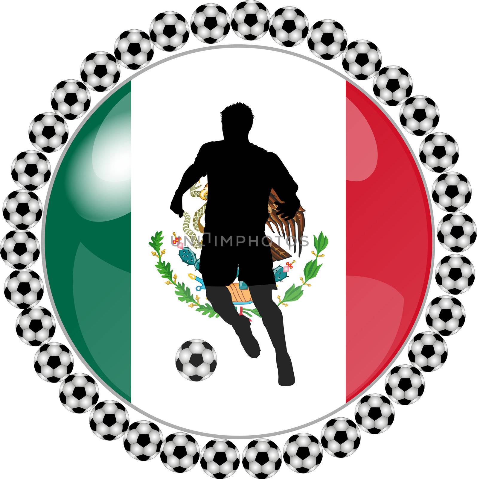 illustration of a soccer button mexico