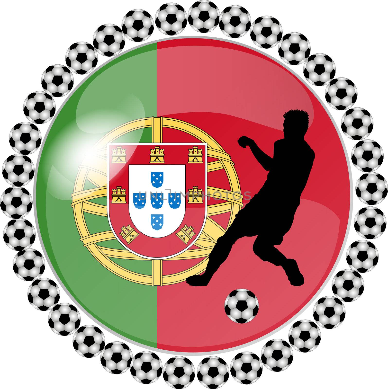 illustration of a soccer button portugal