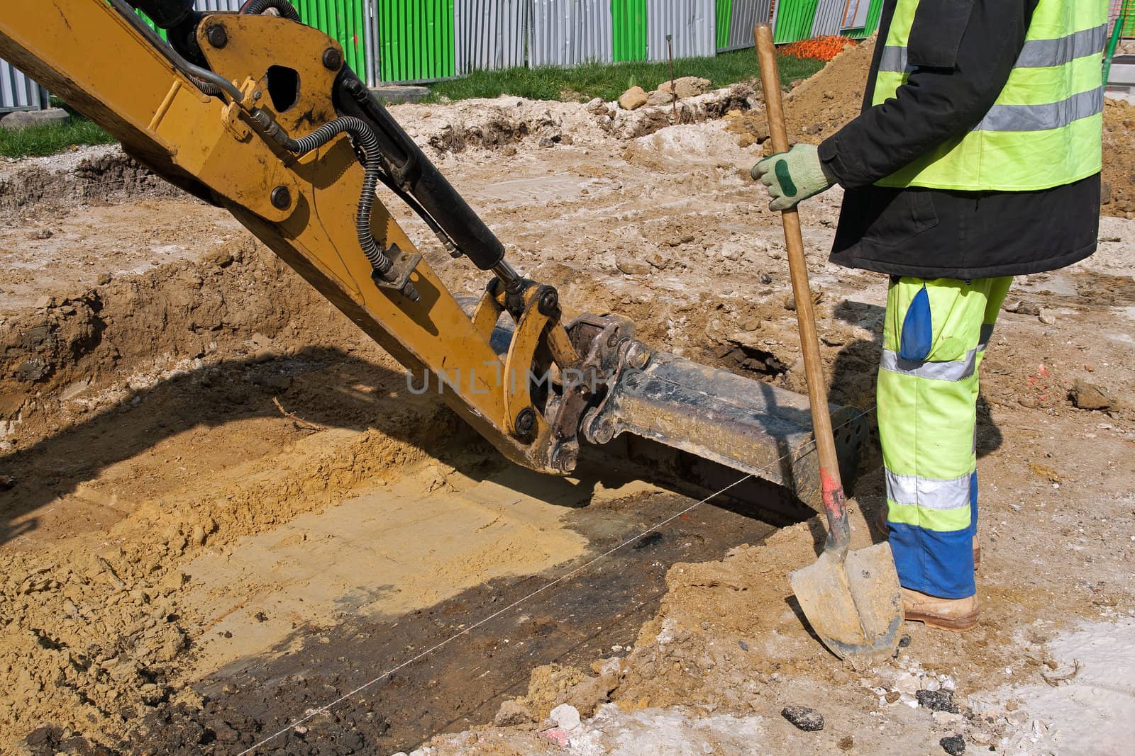 bulldozer in action: work on the road