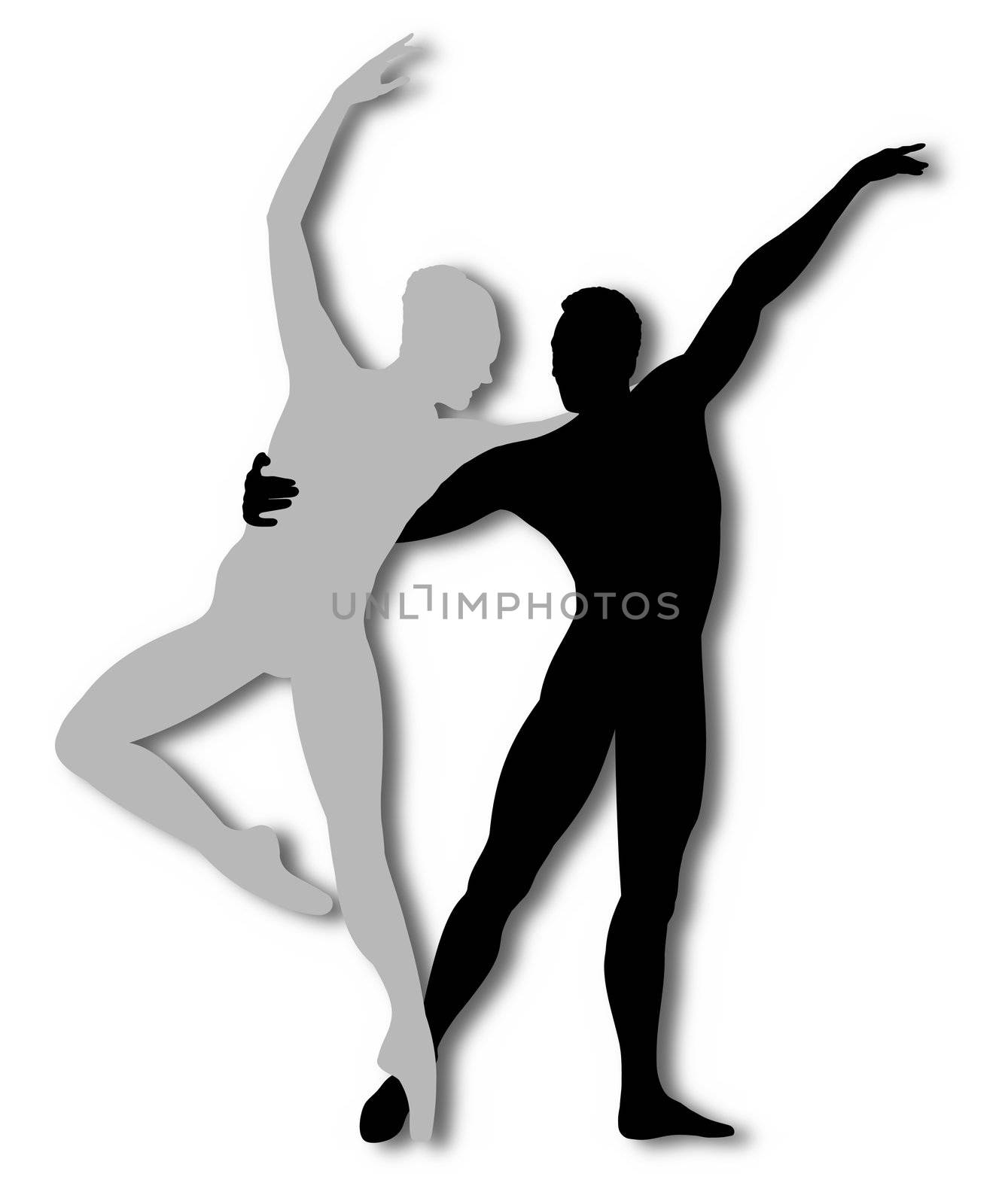 Illustration of a male and female dancing isolated on a white background