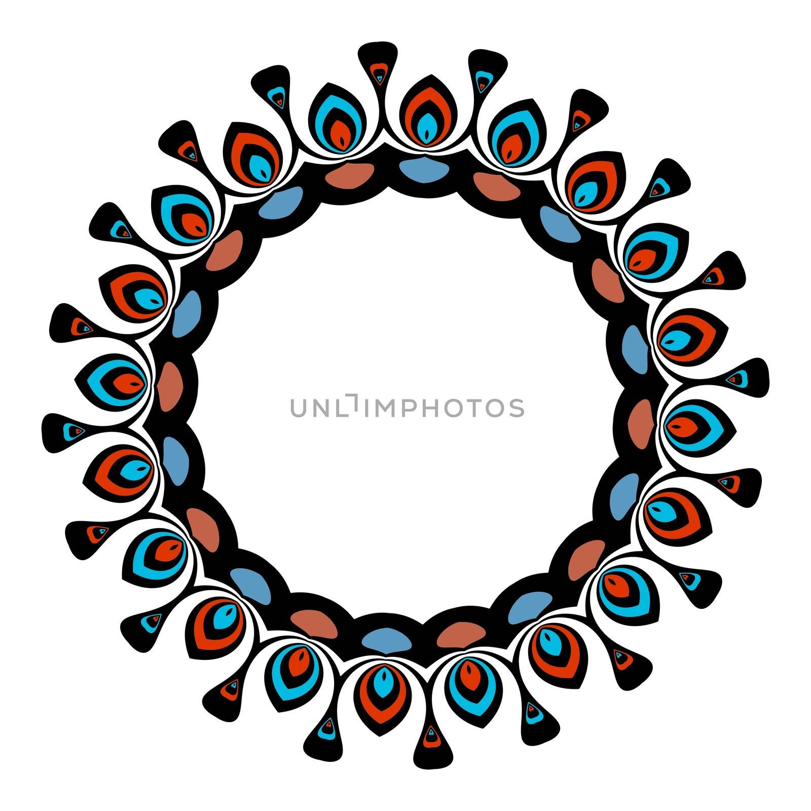 Abstract orange and blue retro frame on a white background