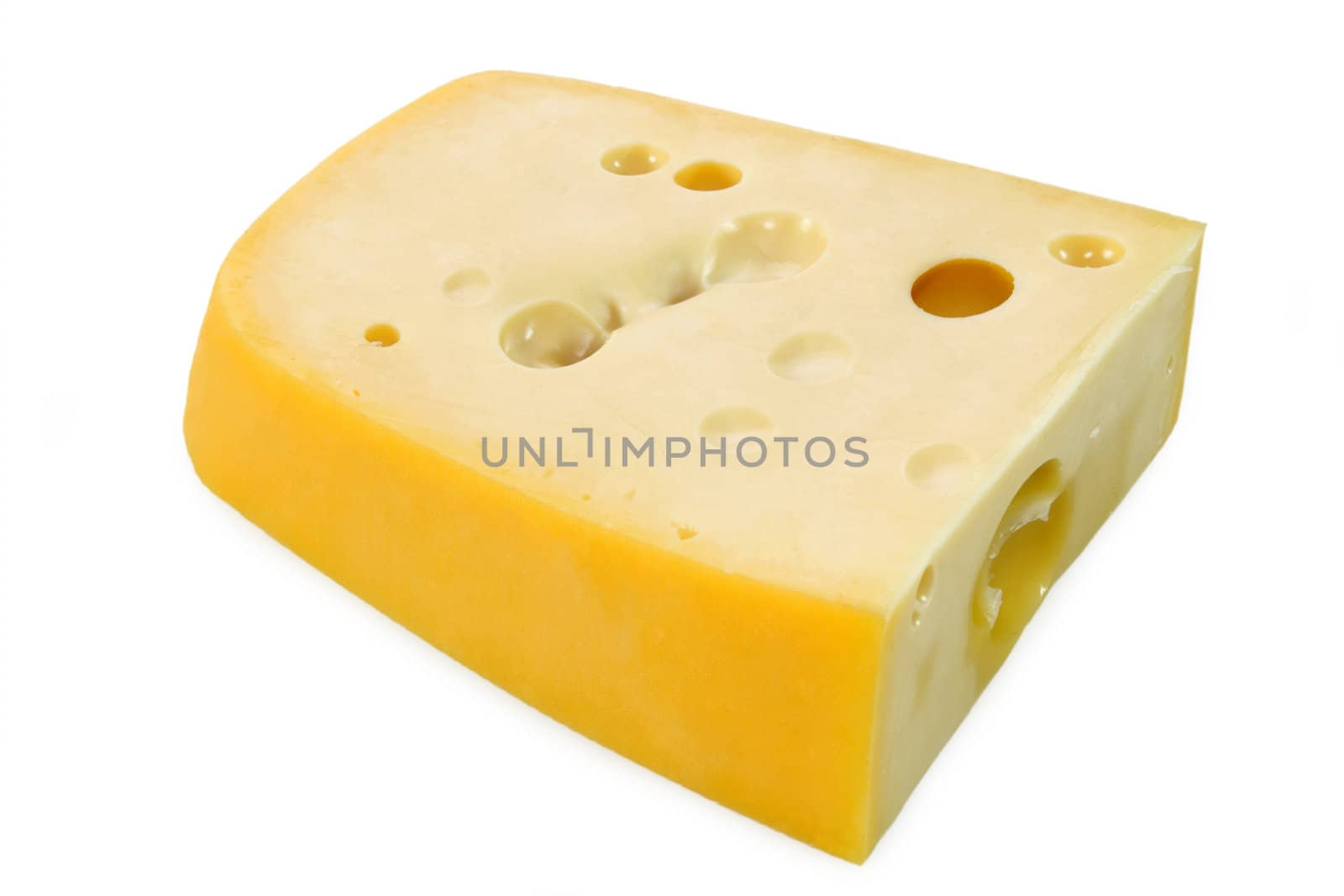 Piece of fresh cheese isolated on white background
