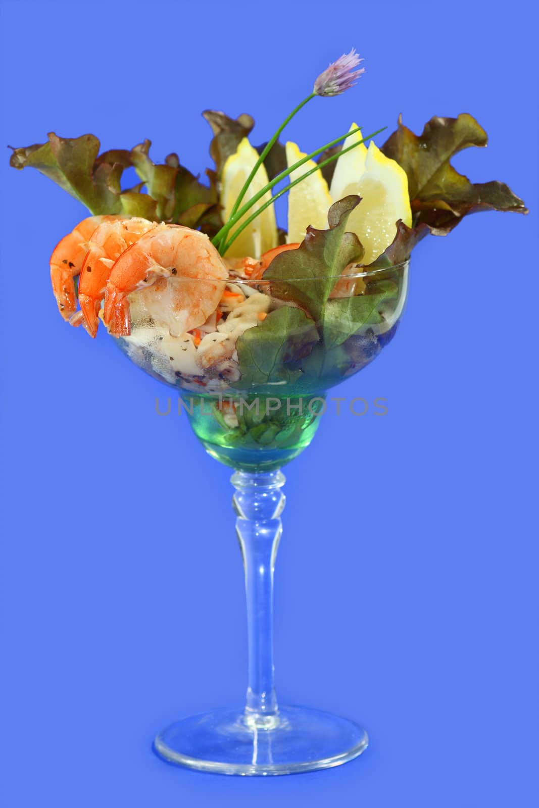 Fresh delicious seafood salad in detail