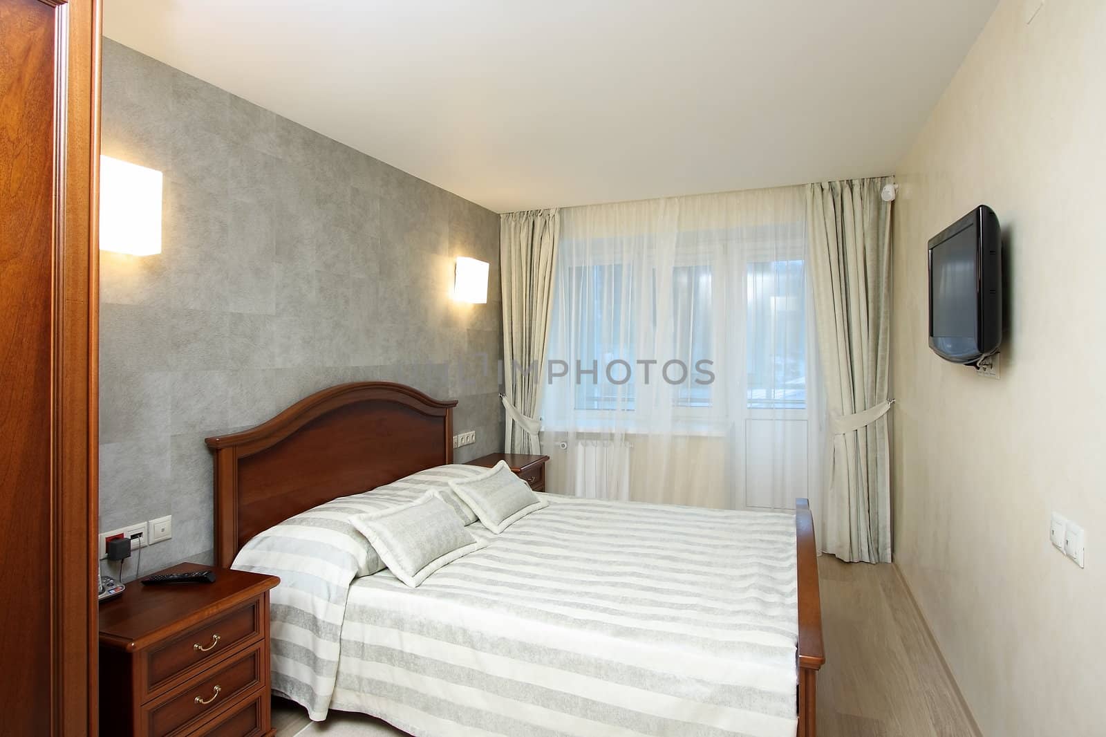 Beautiful modern bedroom in hotel