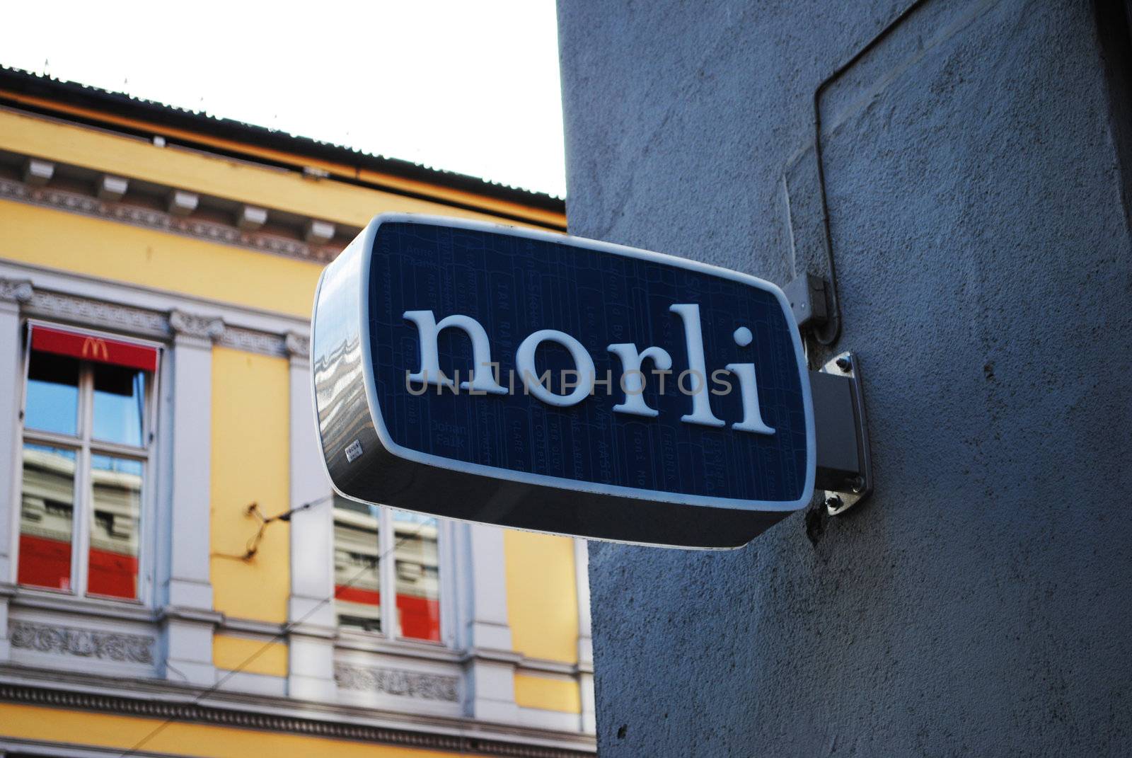 Sign of norwegian bookseller's franchise Norli.