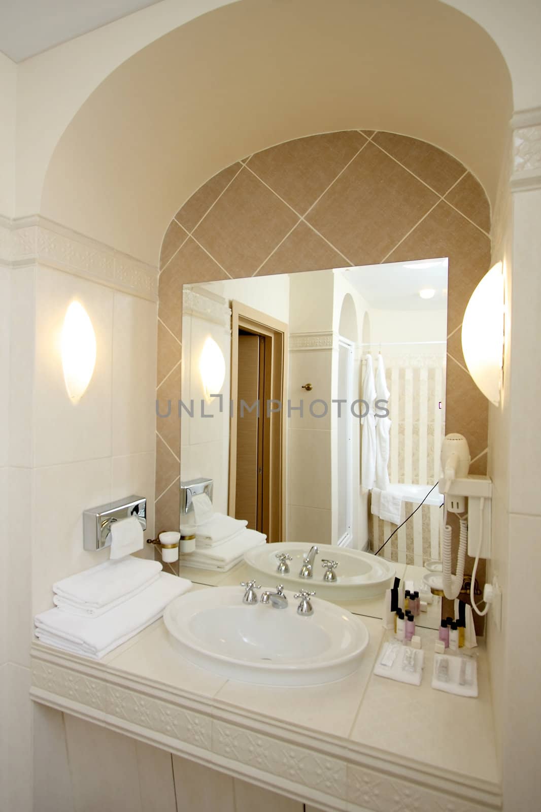 Beautiful modern bathroom with a shower and a bowl