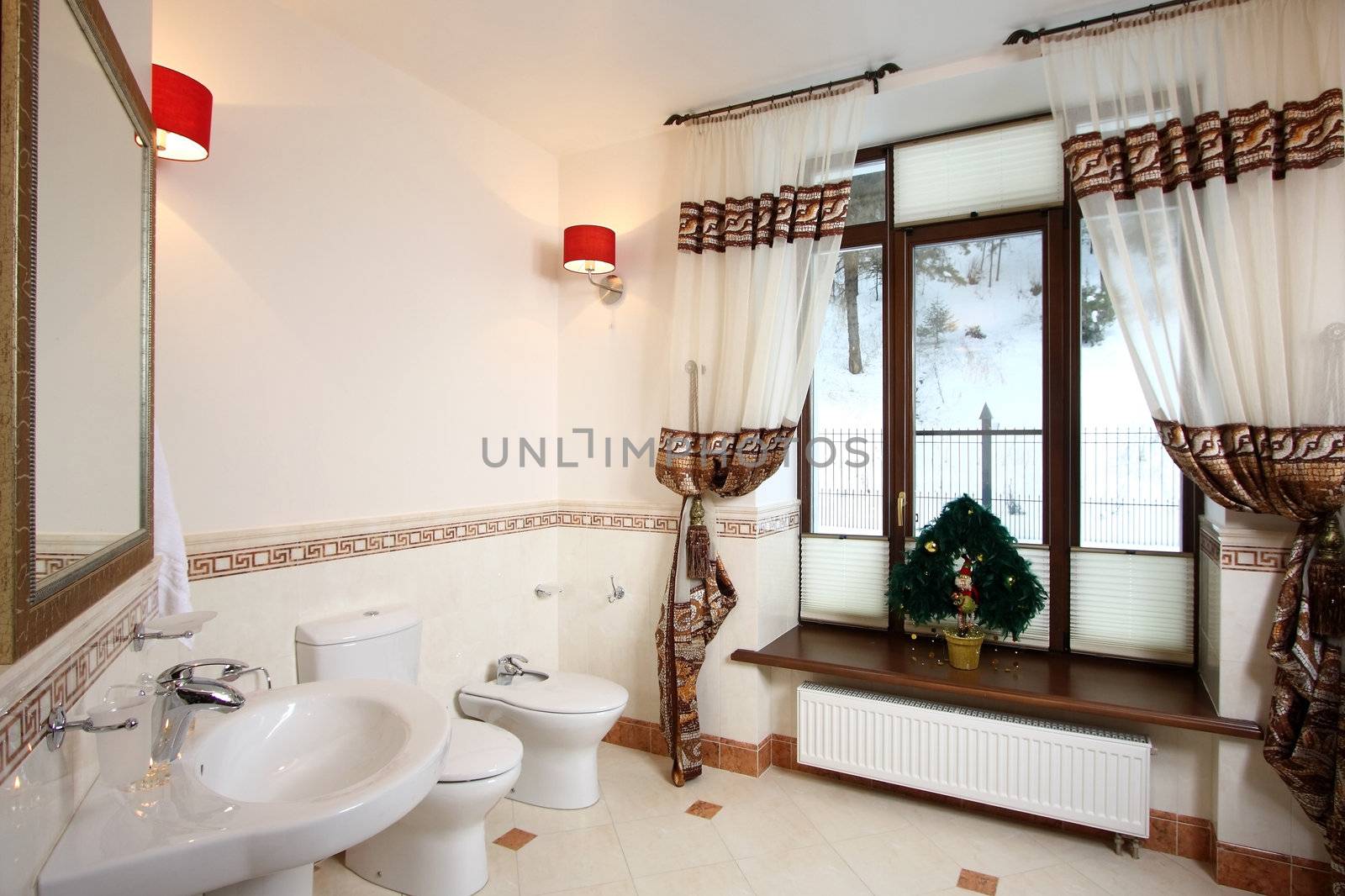 Beautiful modern toilet room with a bowl and a window