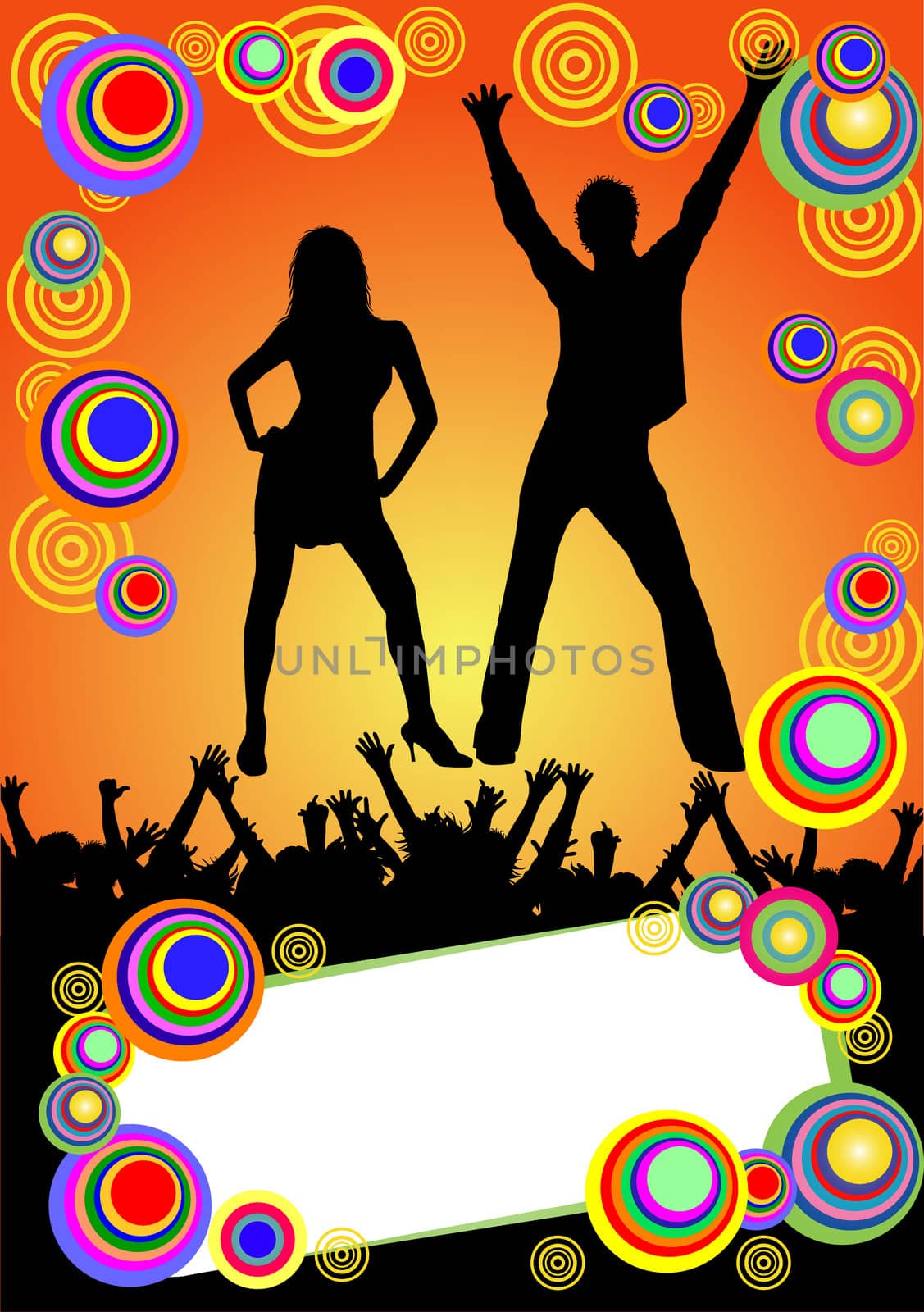 illustration of a colorful party placard