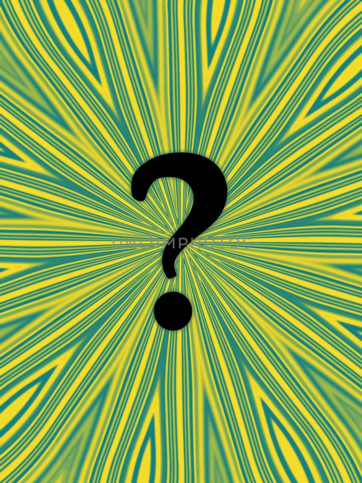 Question mark on funky yellow and green background