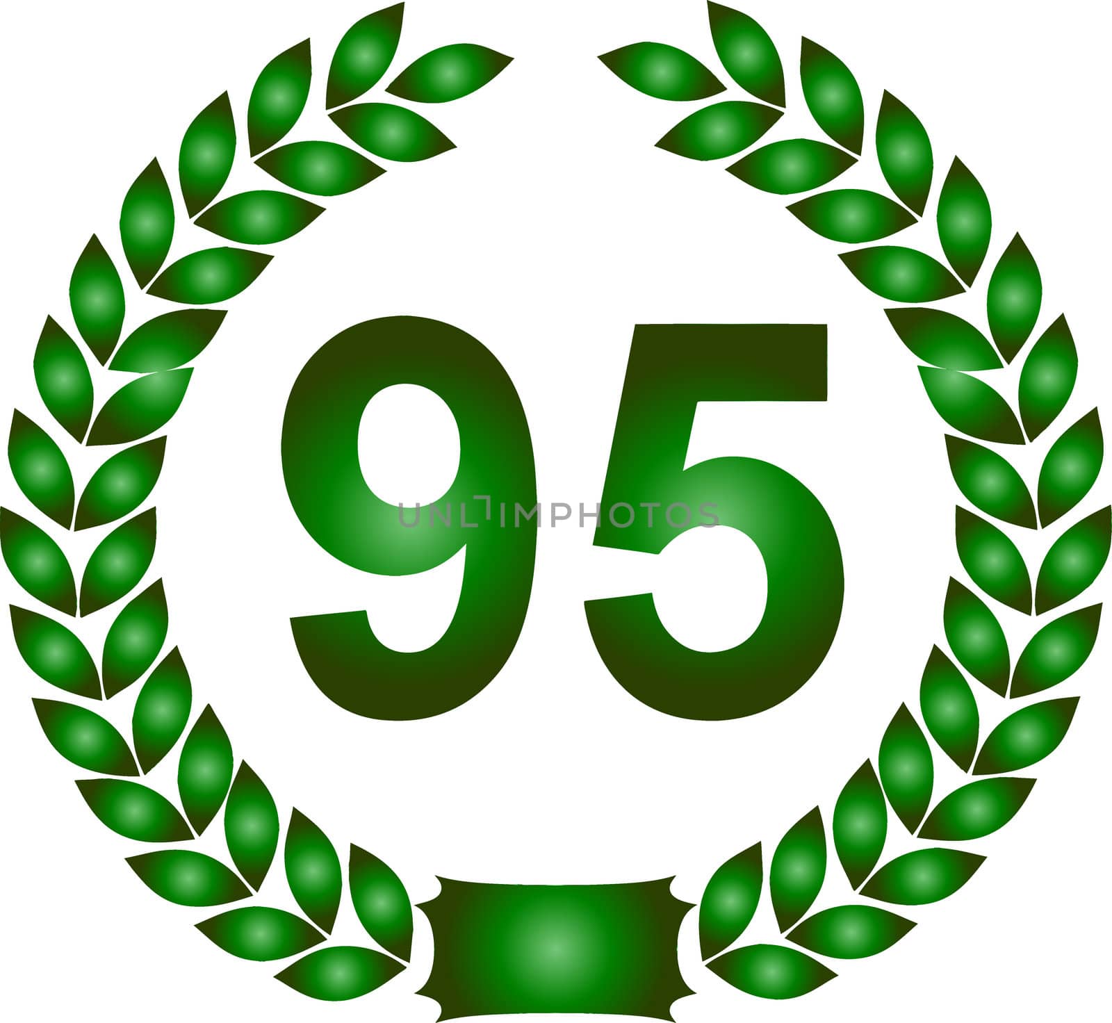 illustration of a green laurel wreath 95 years