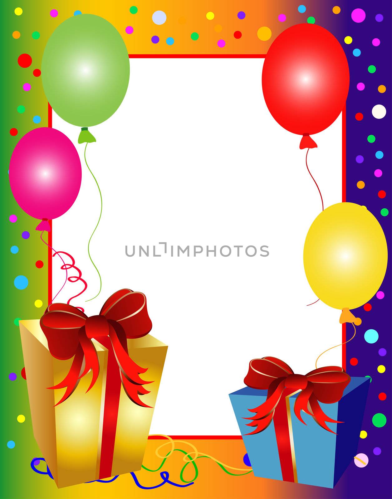 colorful party background with balloons and present by peromarketing