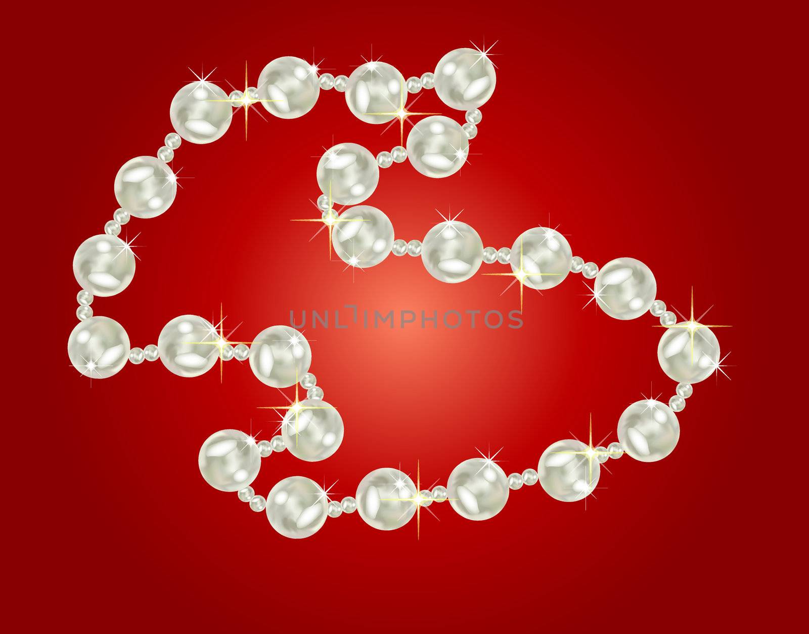 pearl necklace on red background by peromarketing