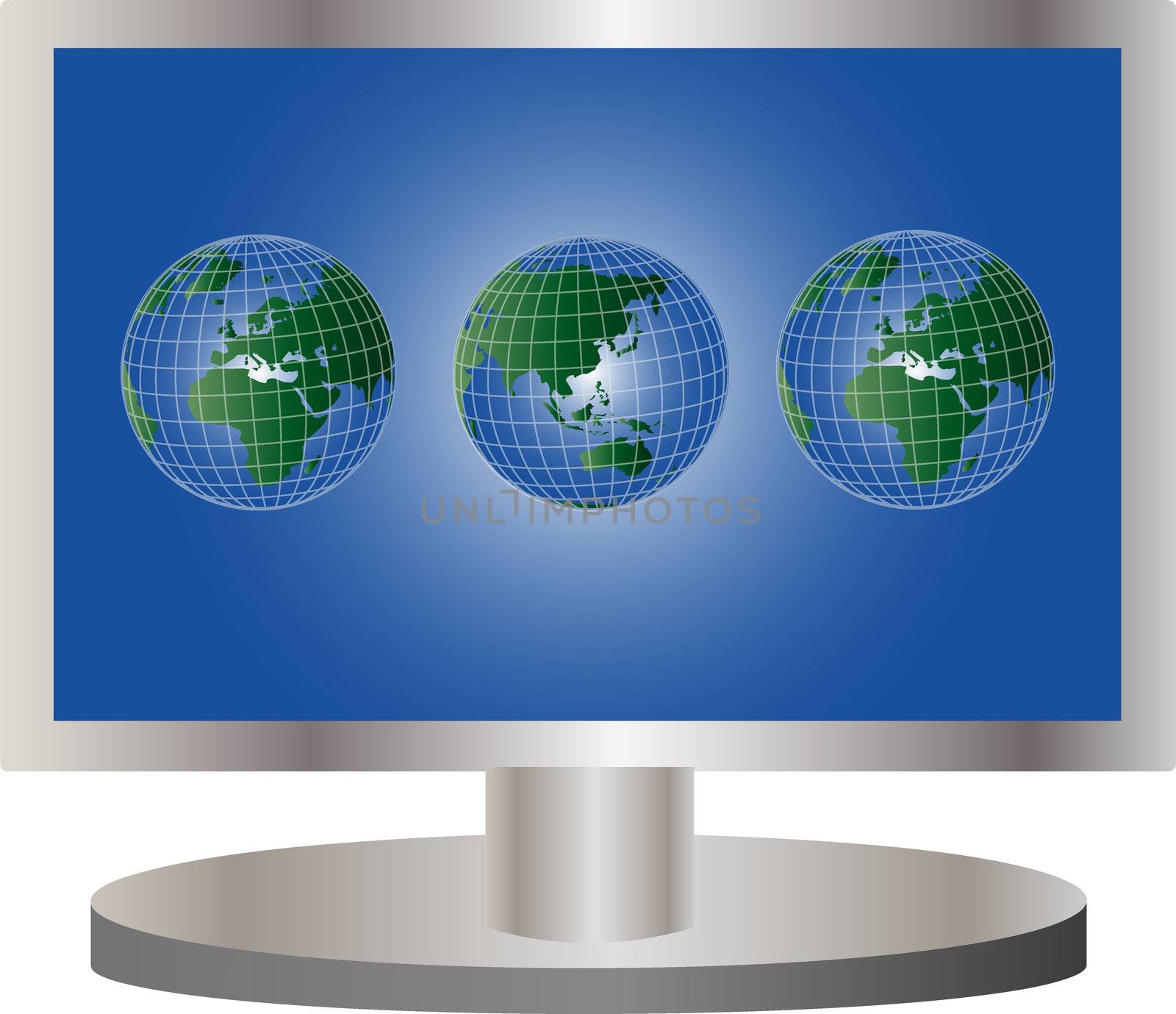 silver plasma tv with globe by peromarketing