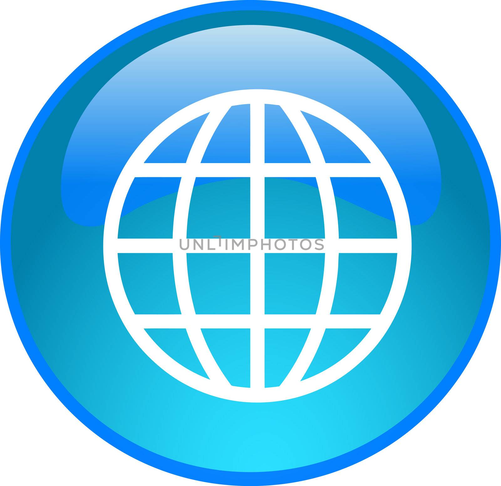 illustration of a blue globe button