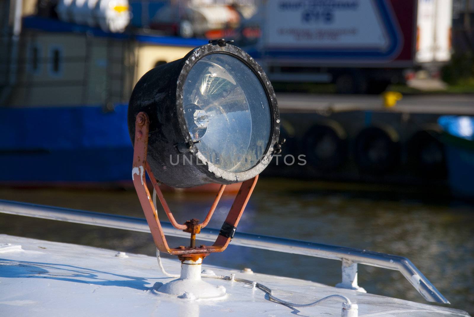 Searchlight on the boat by wojciechkozlowski